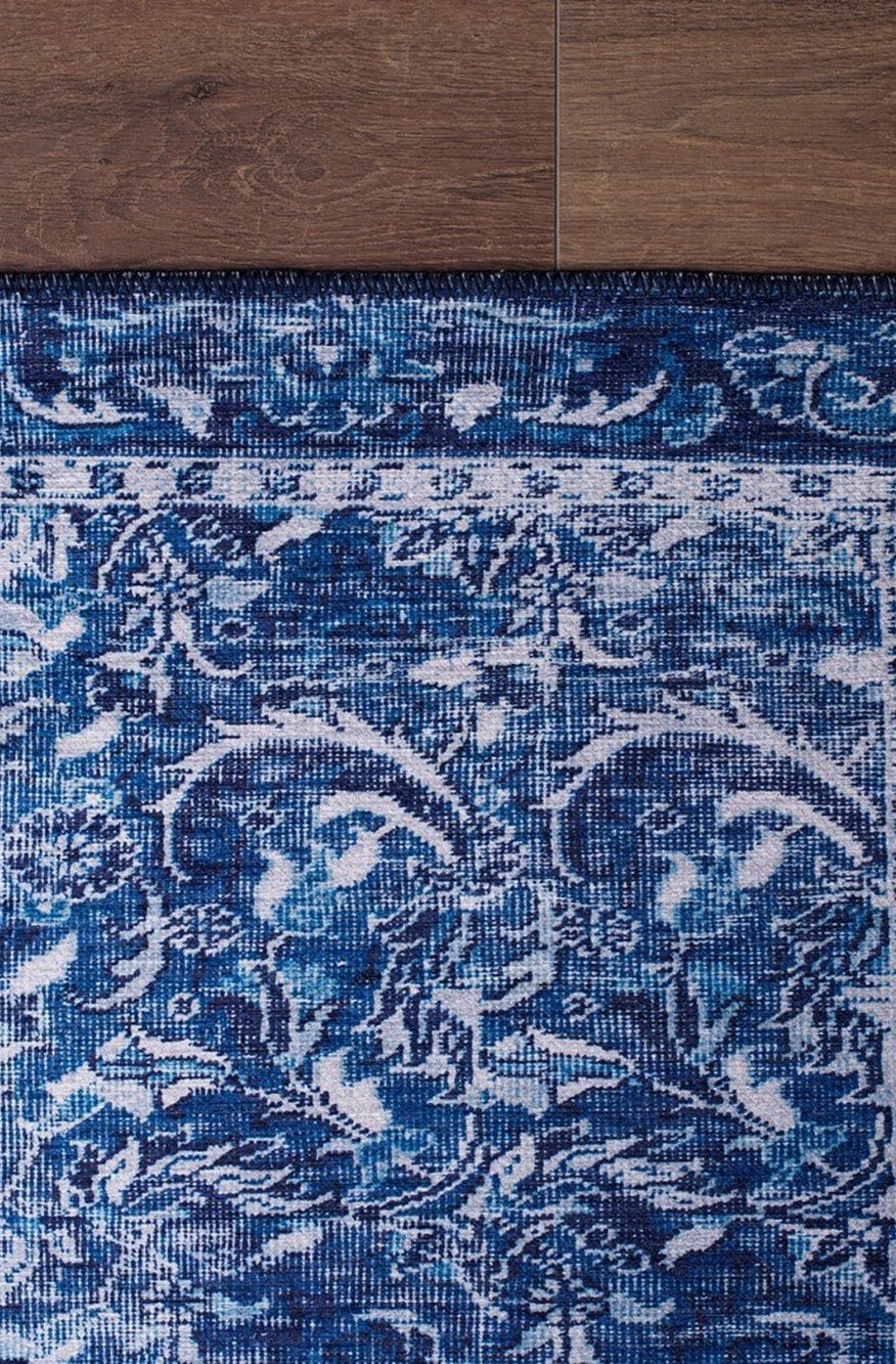 Bulud Rug Vintage Turkish Dark Blue Rug