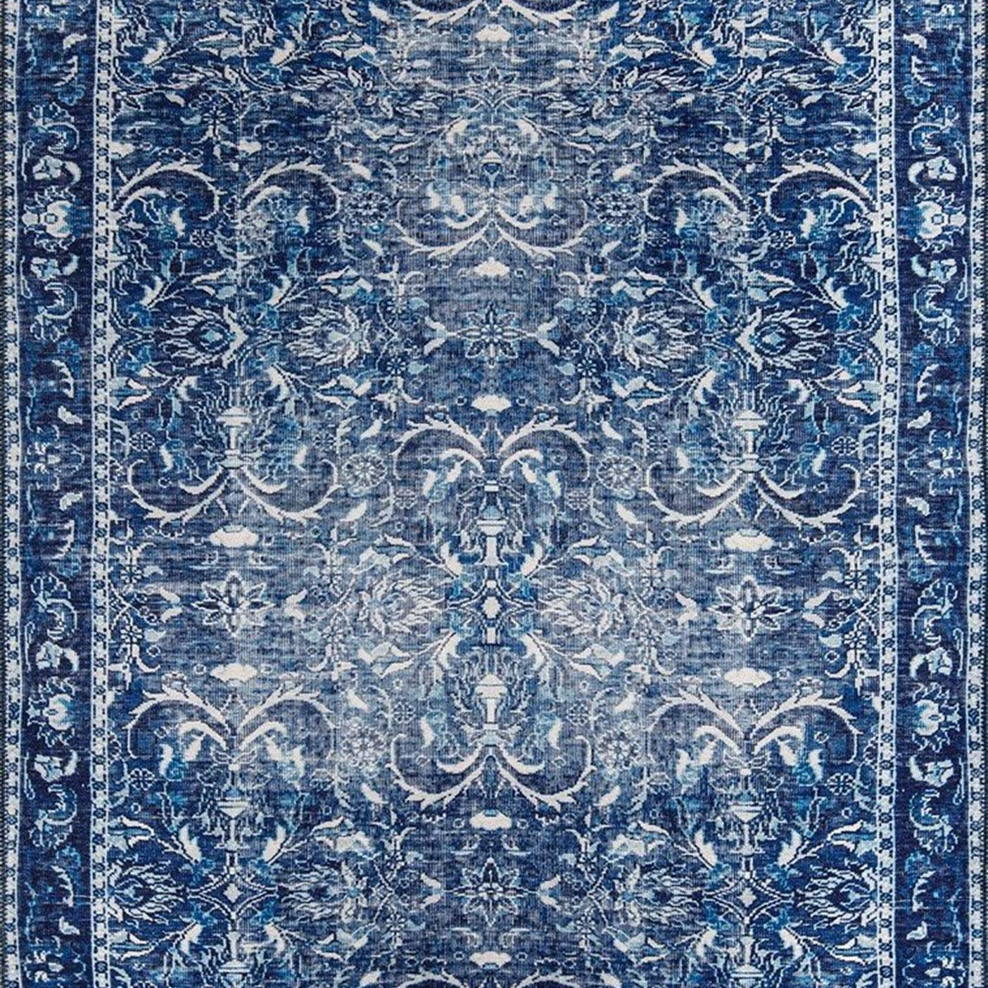 Bulud Rug Vintage Turkish Dark Blue Rug