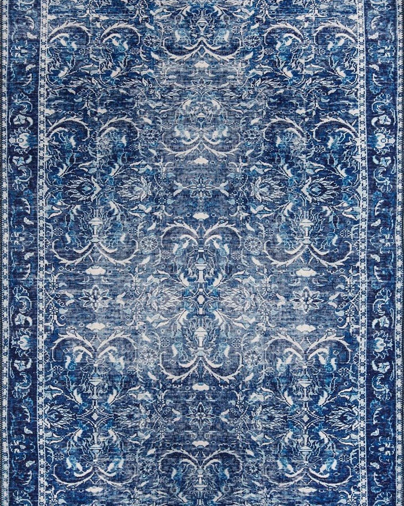Bulud Rug Vintage Turkish Dark Blue Rug