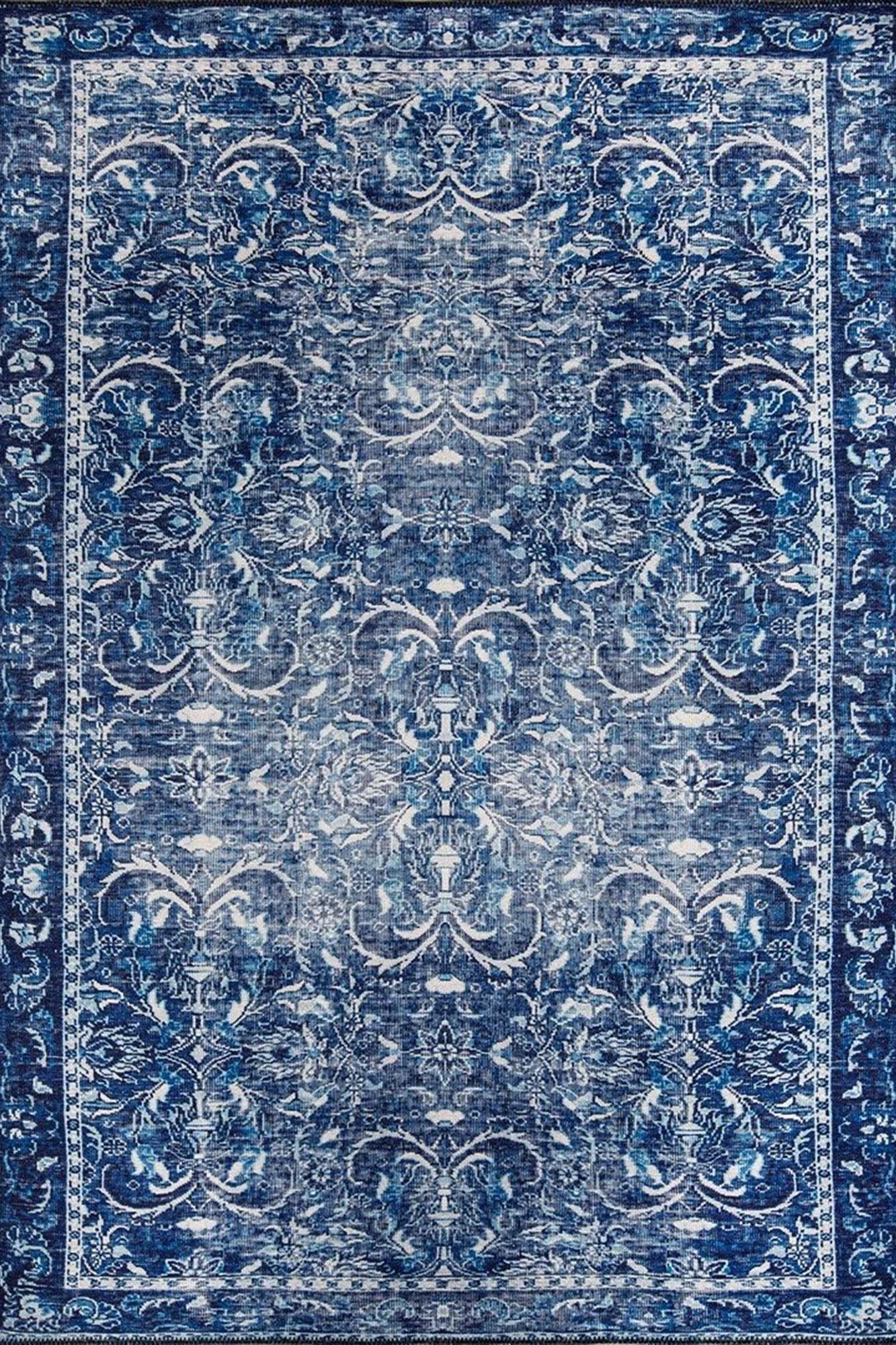 Bulud Rug Vintage Turkish Dark Blue Rug