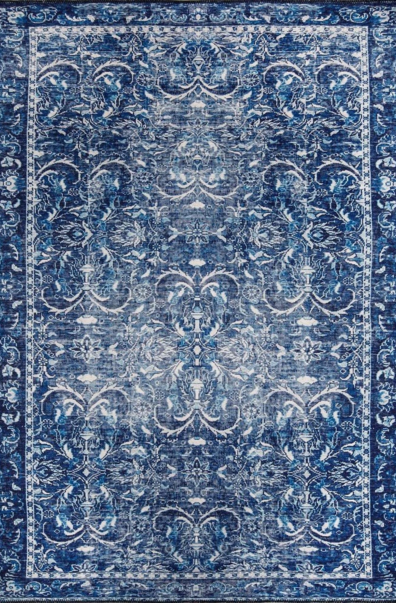 Bulud Rug Vintage Turkish Dark Blue Rug