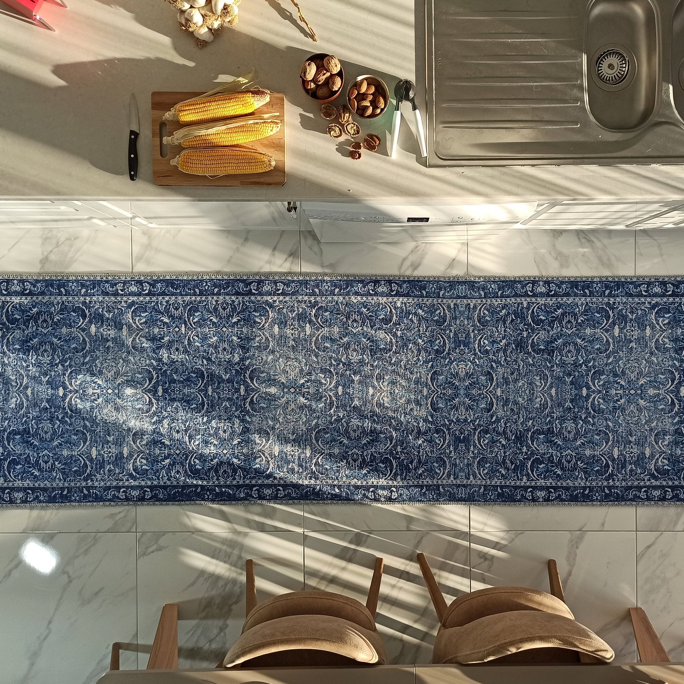 Bulud Rug Vintage Turkish Dark Blue Rug