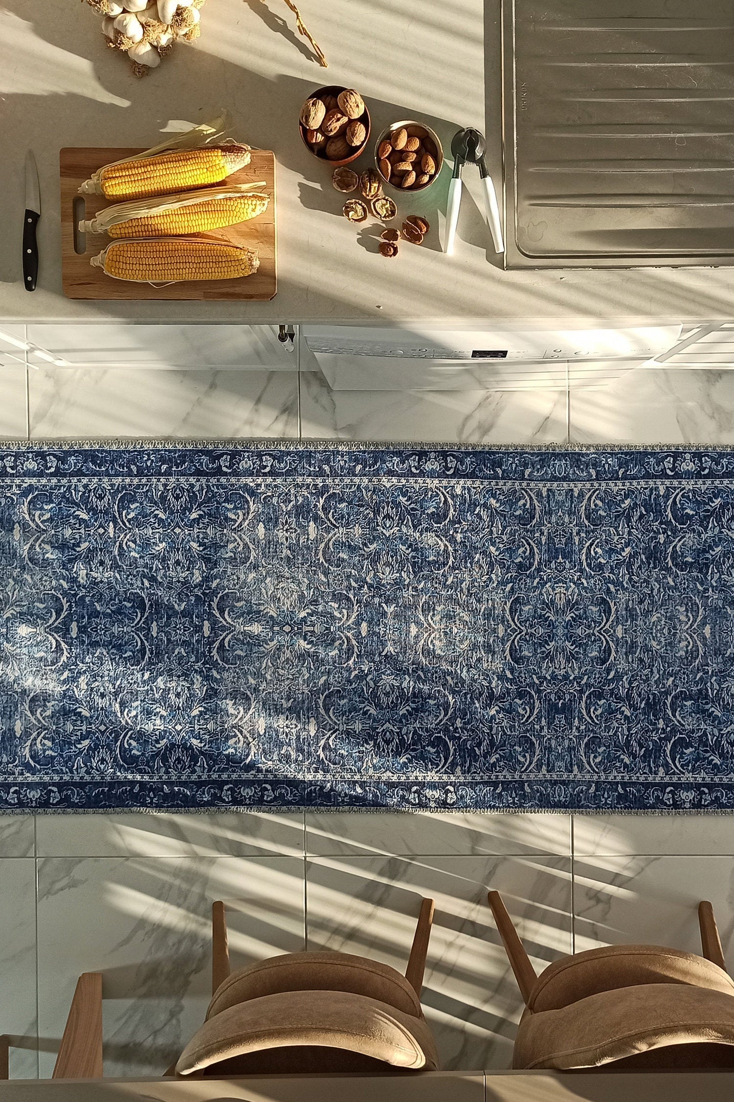 Bulud Rug Vintage Turkish Dark Blue Rug