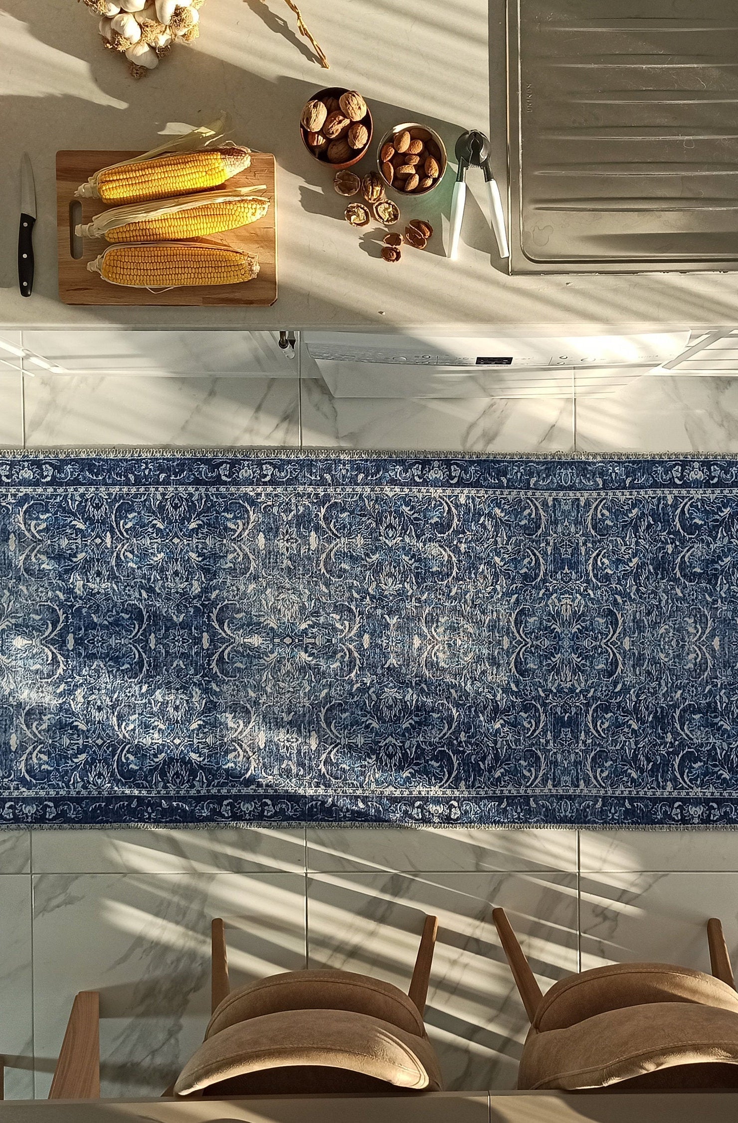 Bulud Rug Vintage Turkish Dark Blue Rug