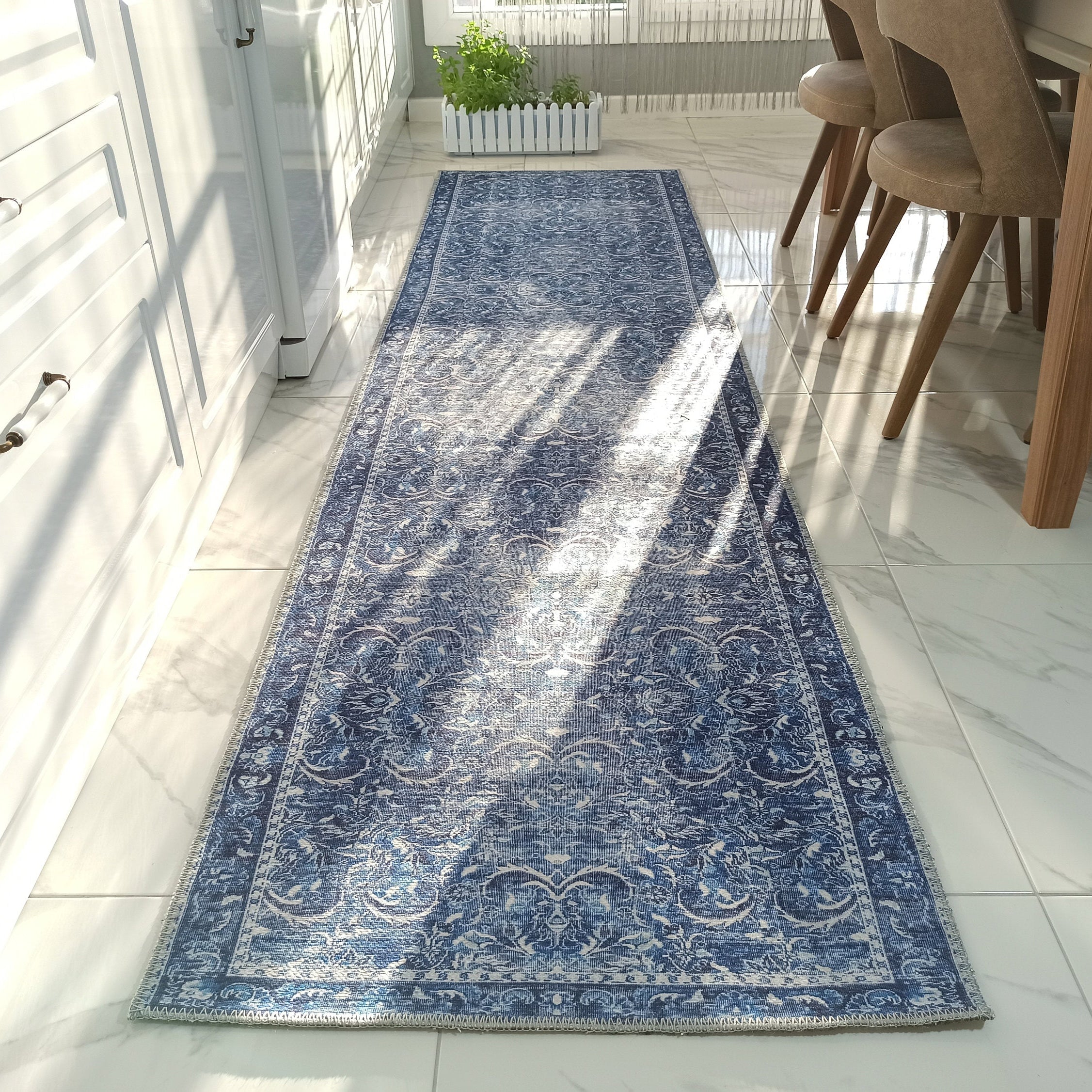 Bulud Rug Vintage Turkish Dark Blue Rug