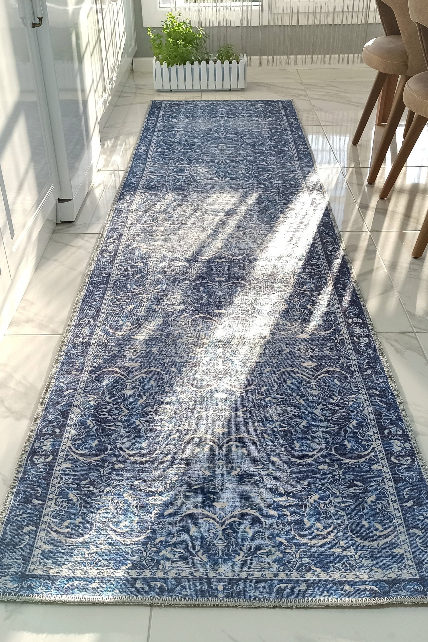 Bulud Rug Vintage Turkish Dark Blue Rug