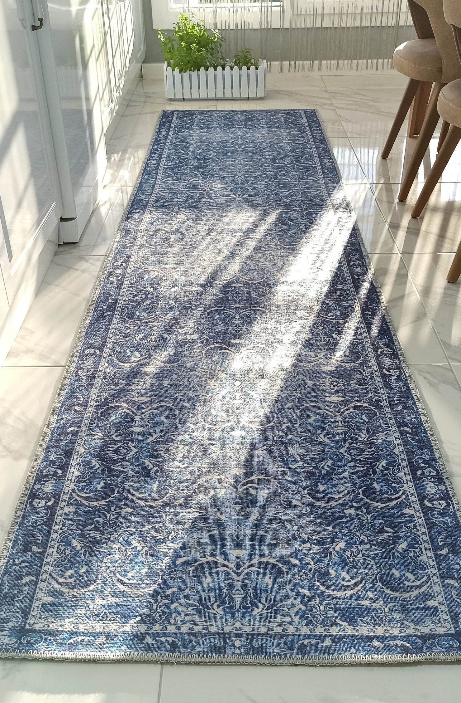 Bulud Rug Vintage Turkish Dark Blue Rug