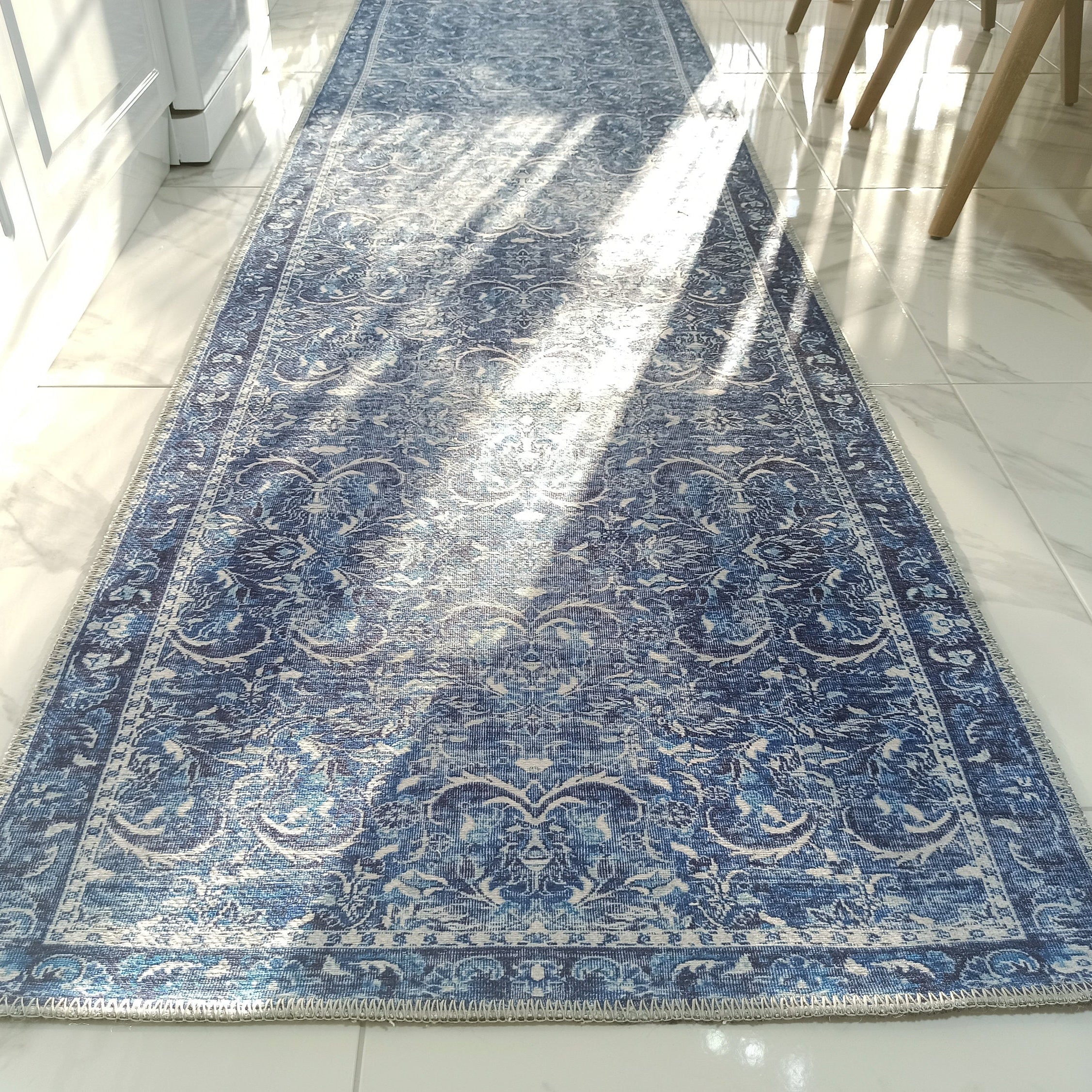 Bulud Rug Vintage Turkish Dark Blue Rug