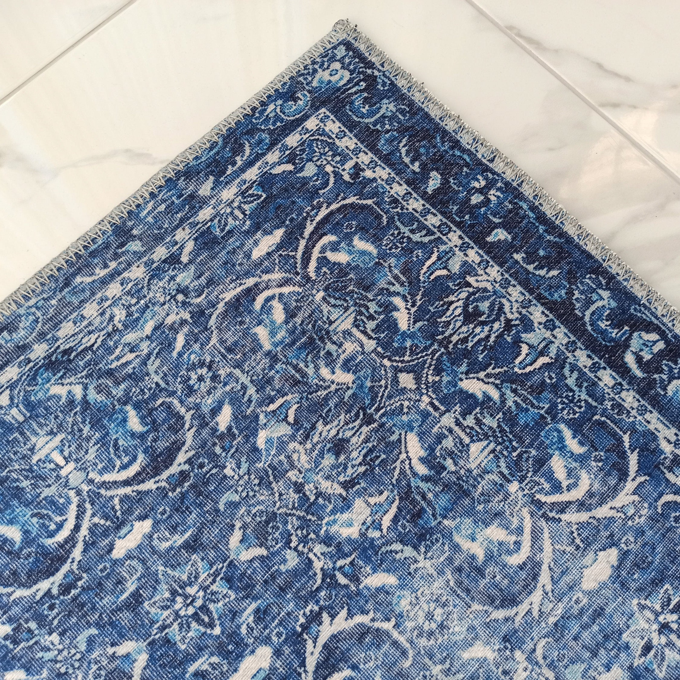 Bulud Rug Vintage Turkish Dark Blue Rug