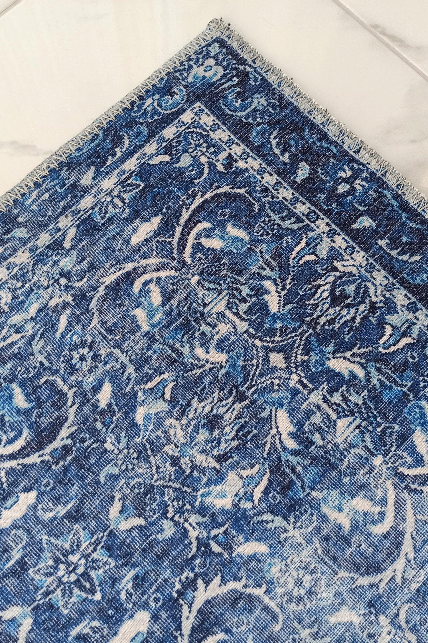 Bulud Rug Vintage Turkish Dark Blue Rug