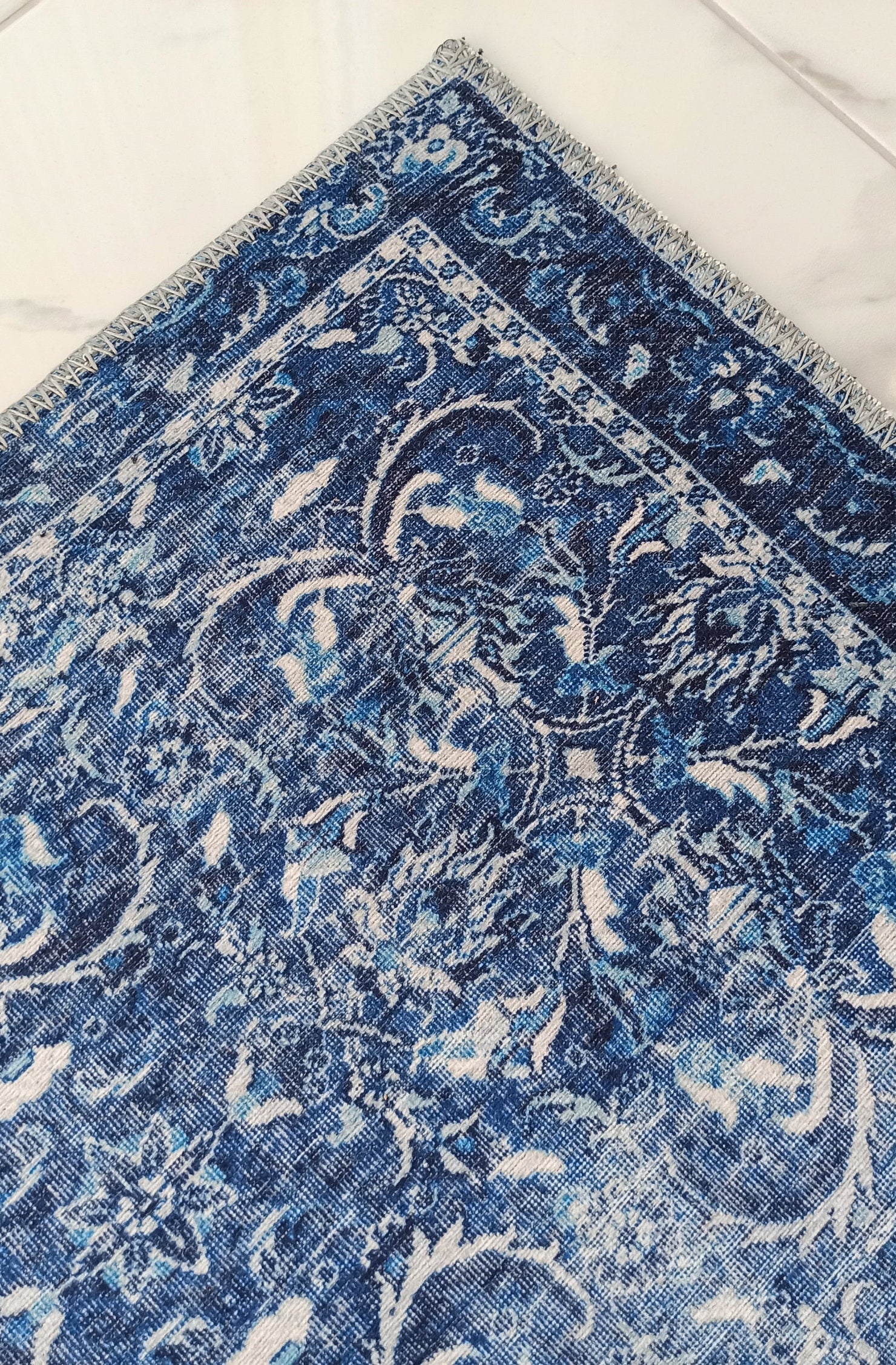 Bulud Rug Vintage Turkish Dark Blue Rug