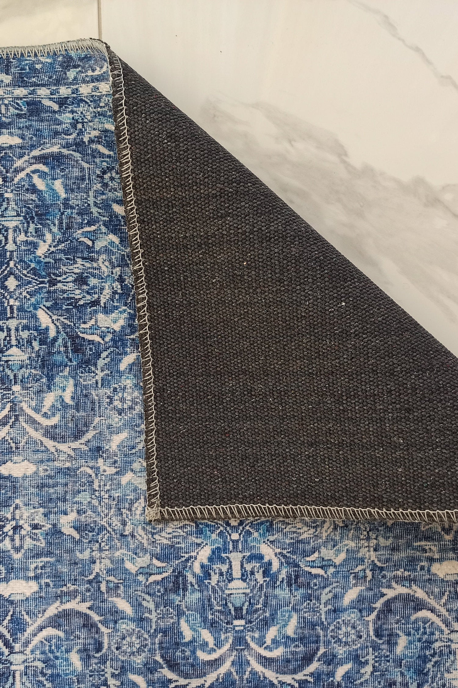 Bulud Rug Vintage Turkish Dark Blue Rug