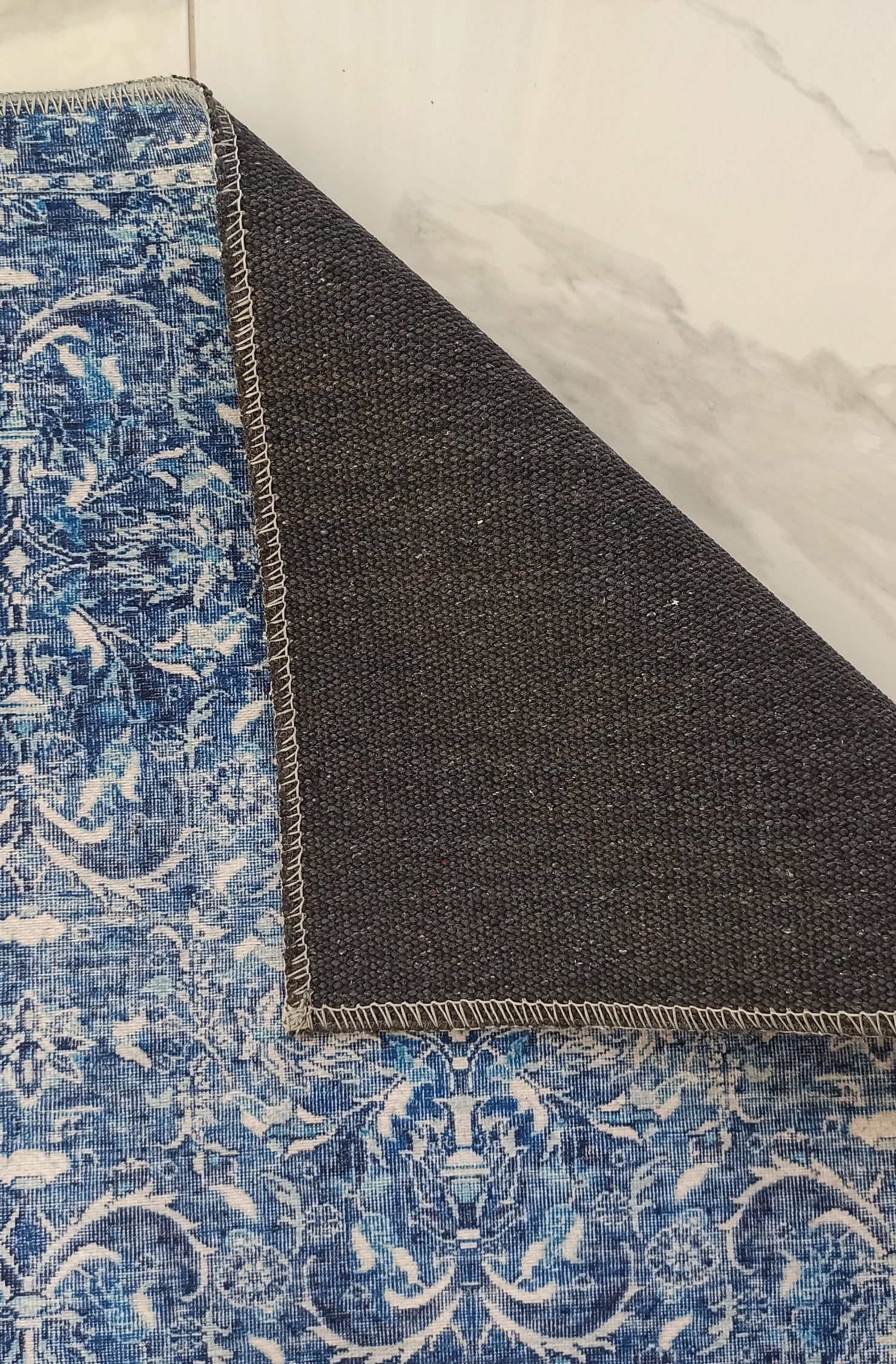 Bulud Rug Vintage Turkish Dark Blue Rug