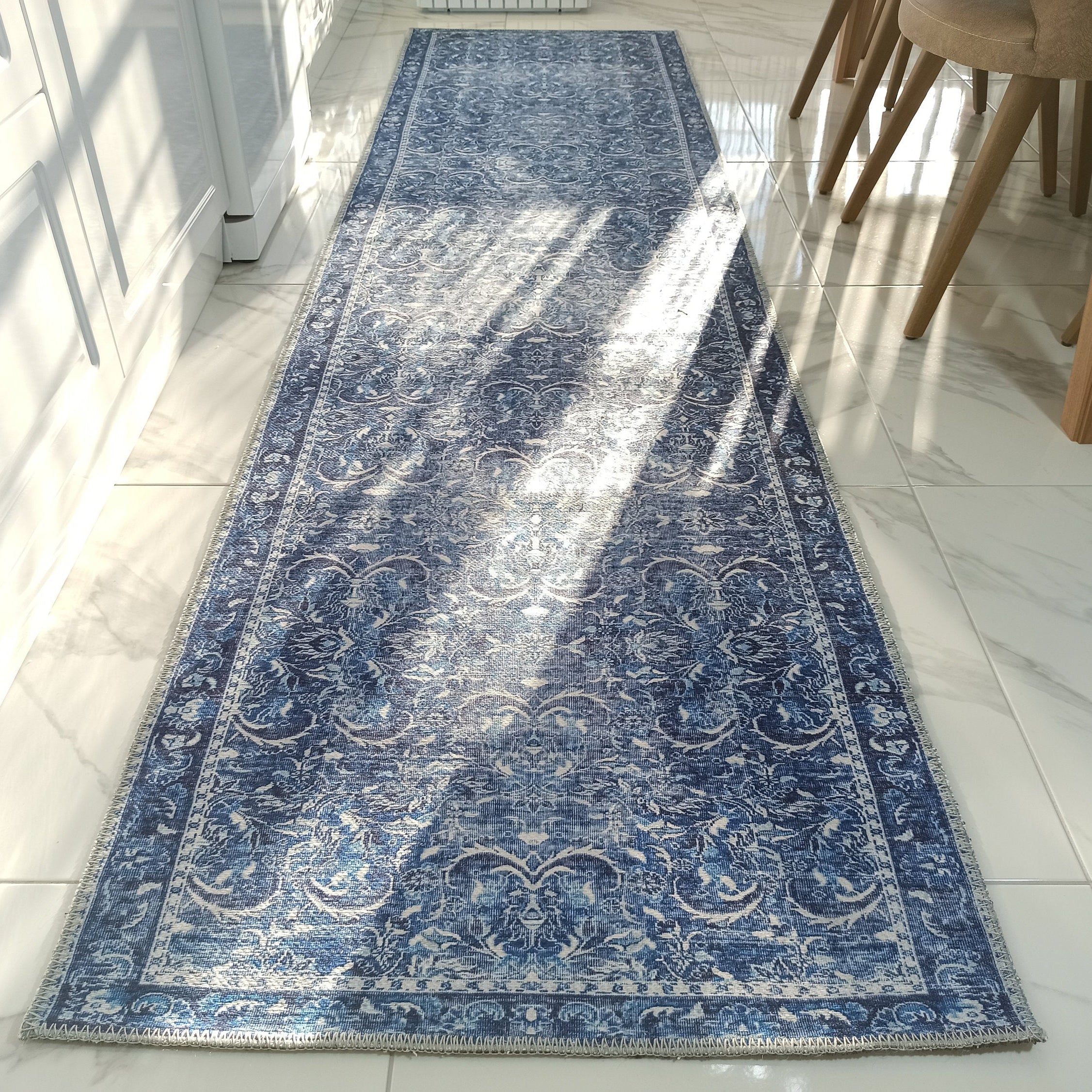 Bulud Rug Vintage Turkish Dark Blue Rug
