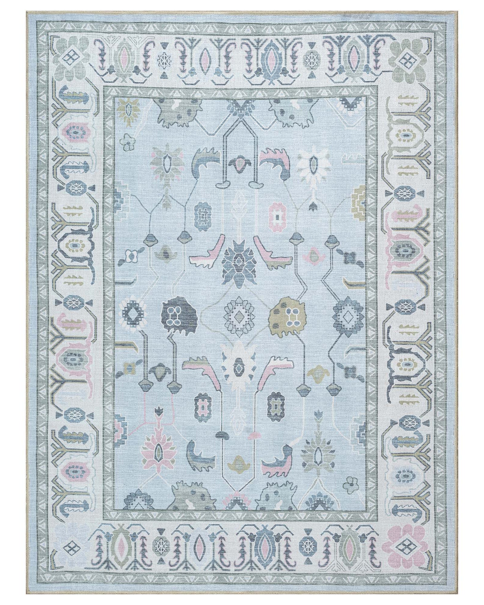 Corinne Pastel Blue Cream Modern Oushak Rug