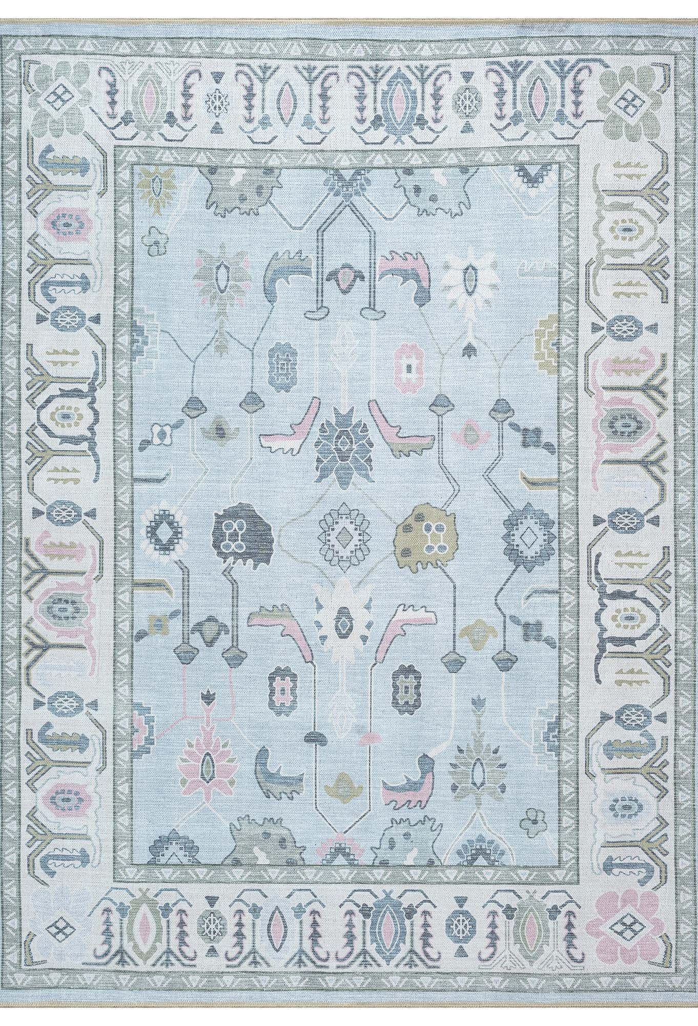Corinne Pastel Blue Cream Modern Oushak Rug