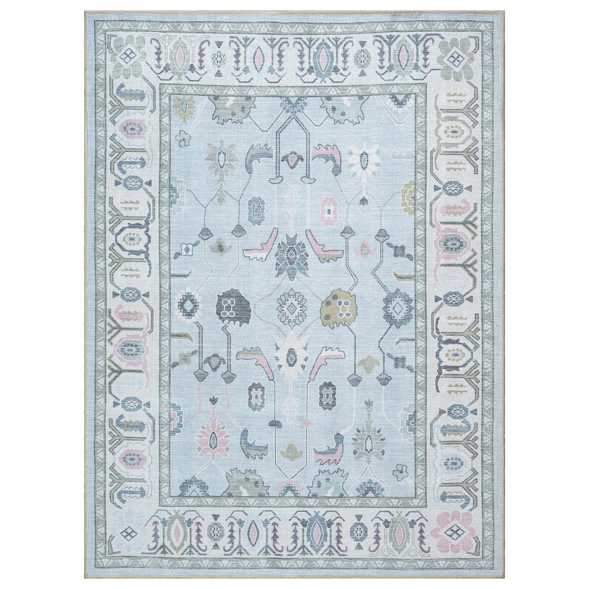 Corinne Pastel Blue Cream Modern Oushak Rug