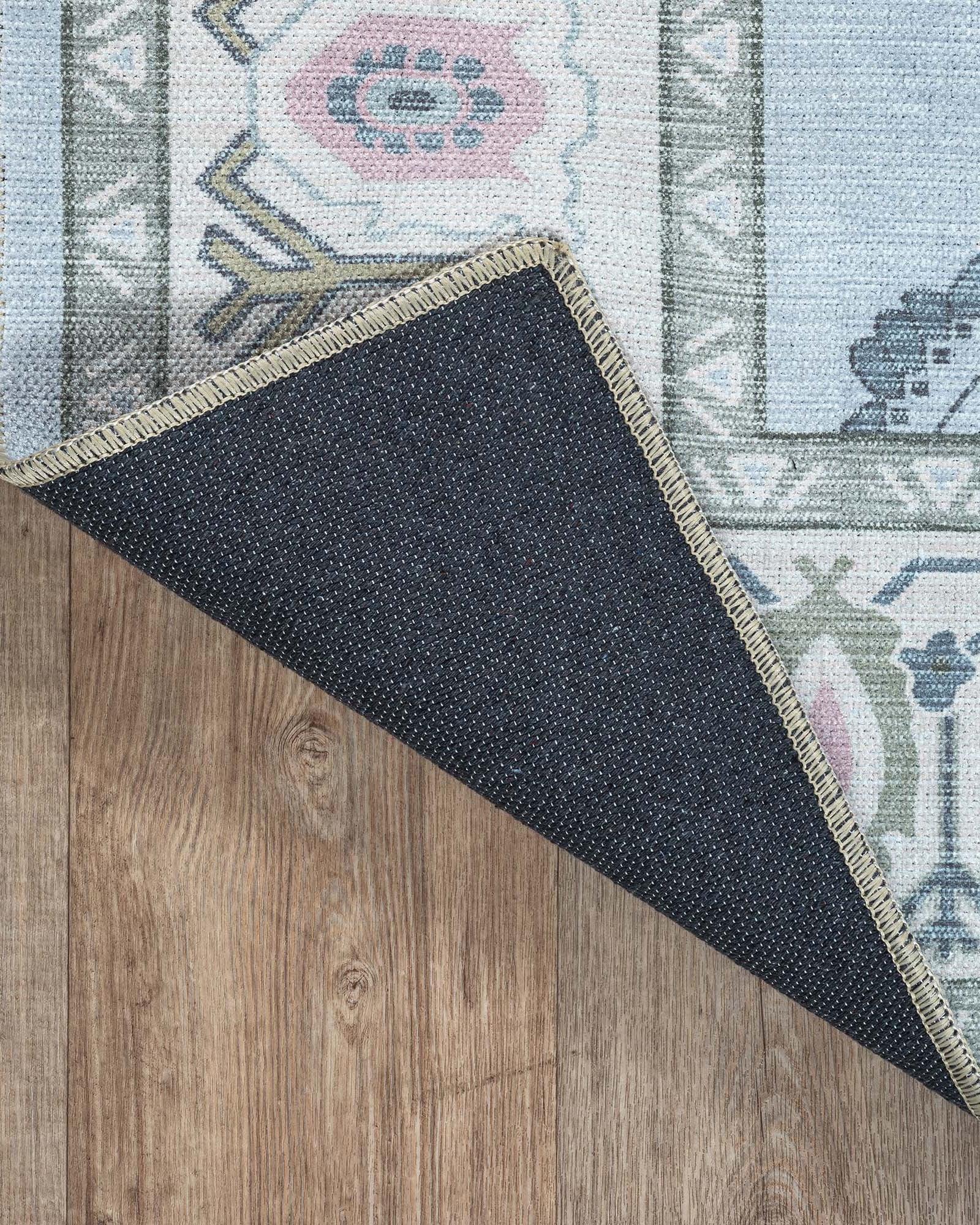 Corinne Pastel Blue Cream Modern Oushak Rug