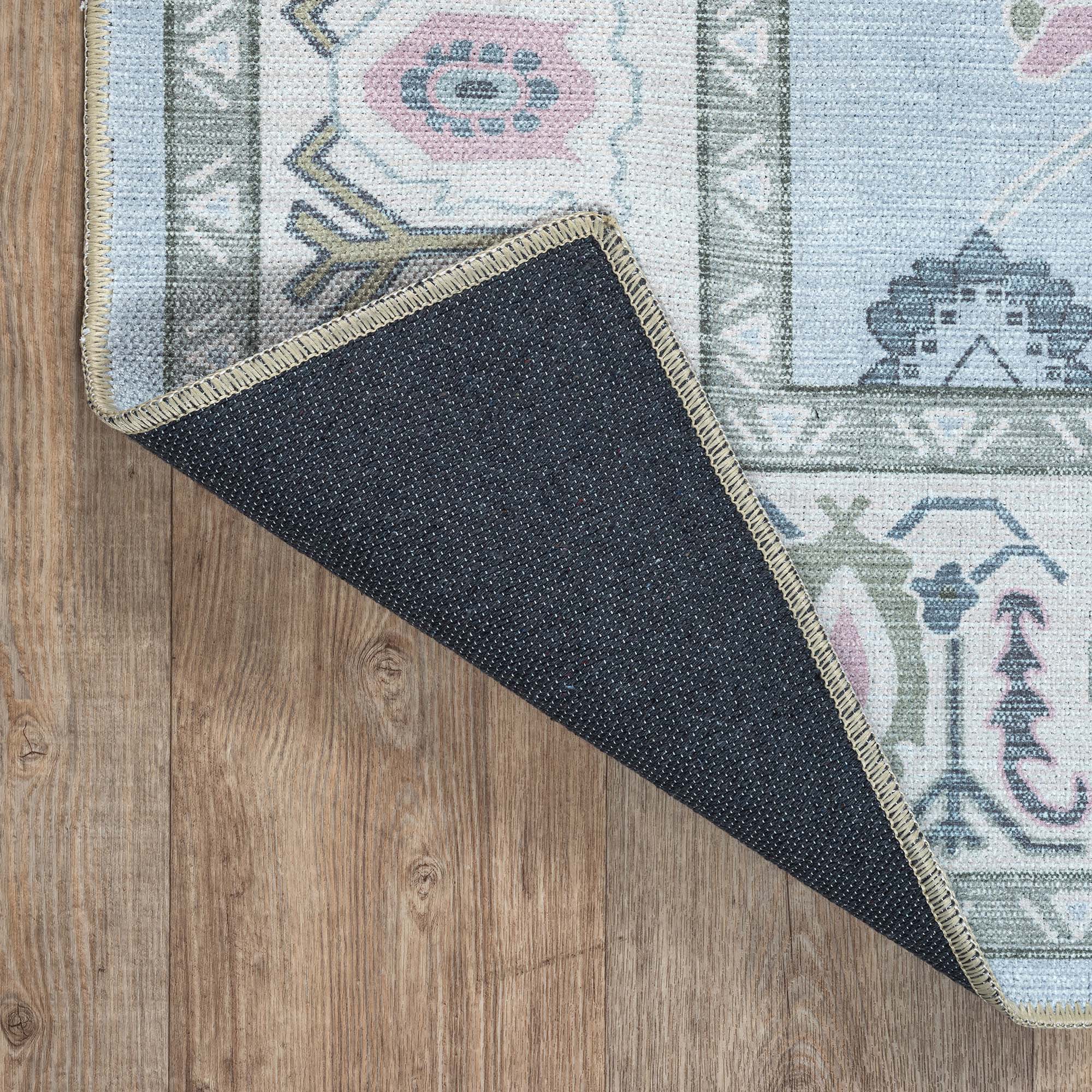 Corinne Pastel Blue Cream Modern Oushak Rug