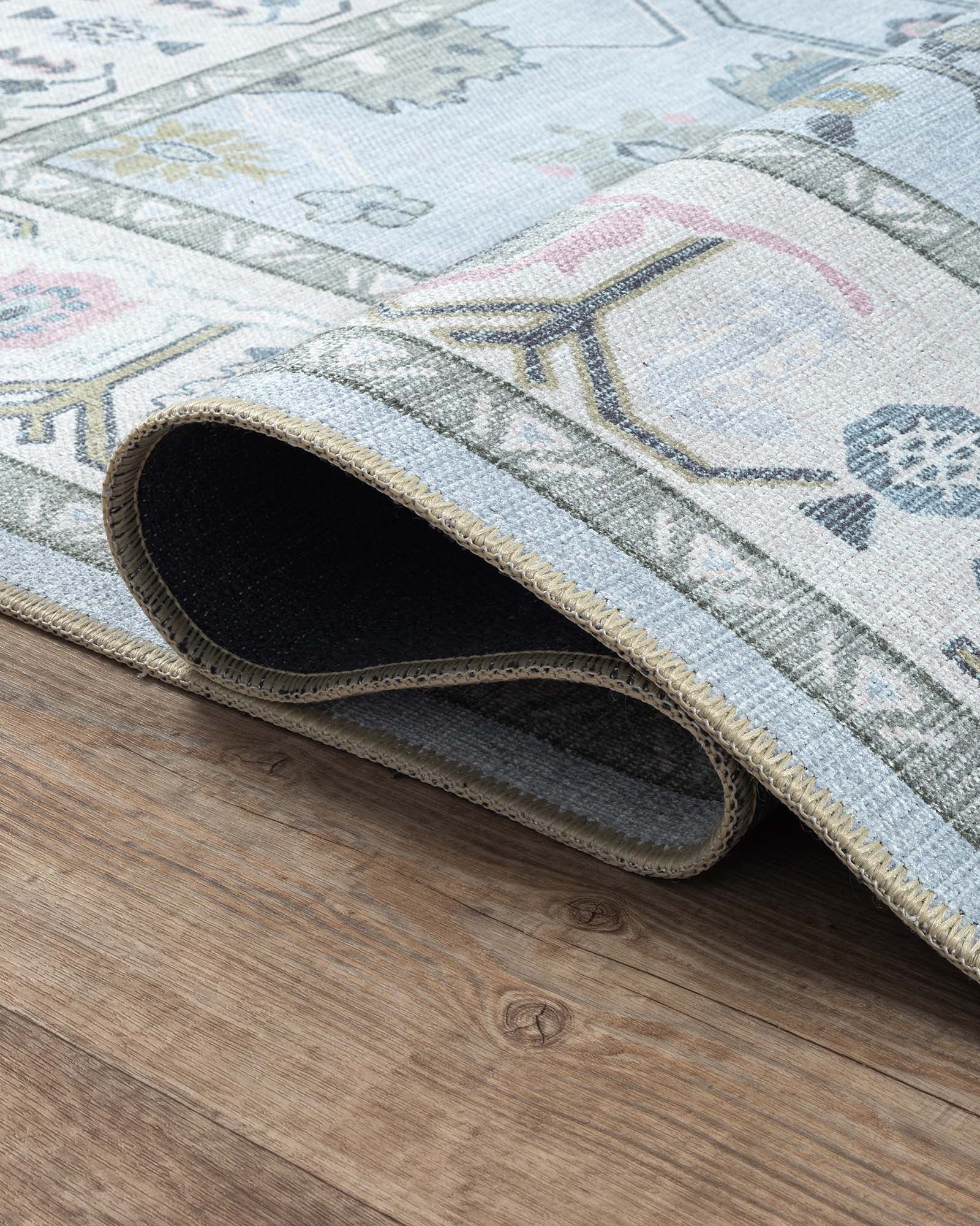 Corinne Pastel Blue Cream Modern Oushak Rug