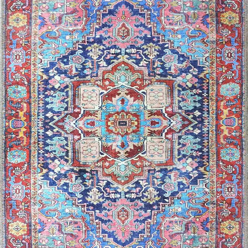 Dala Vintage Pink Navy Blue Rug