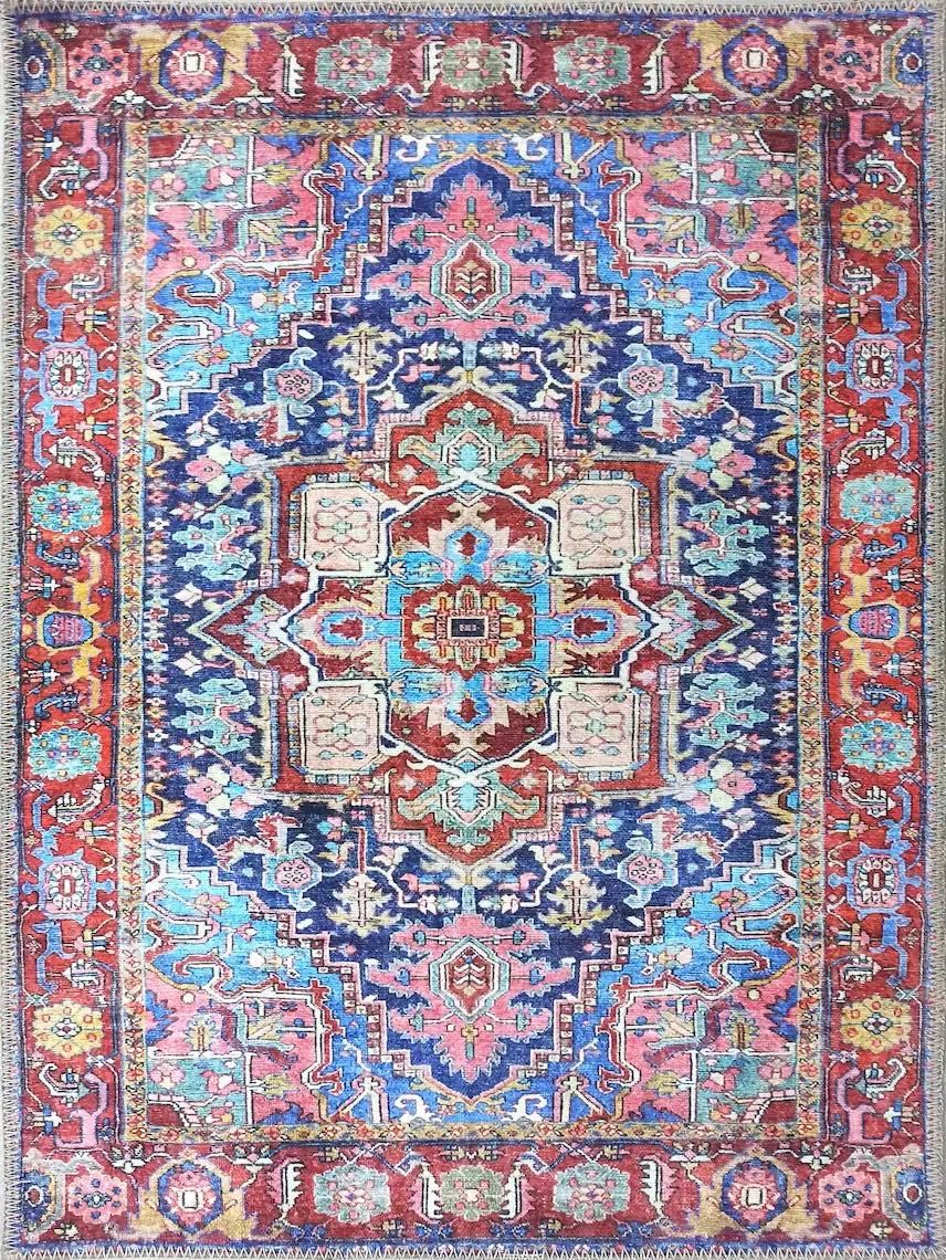 Dala Vintage Pink Navy Blue Rug