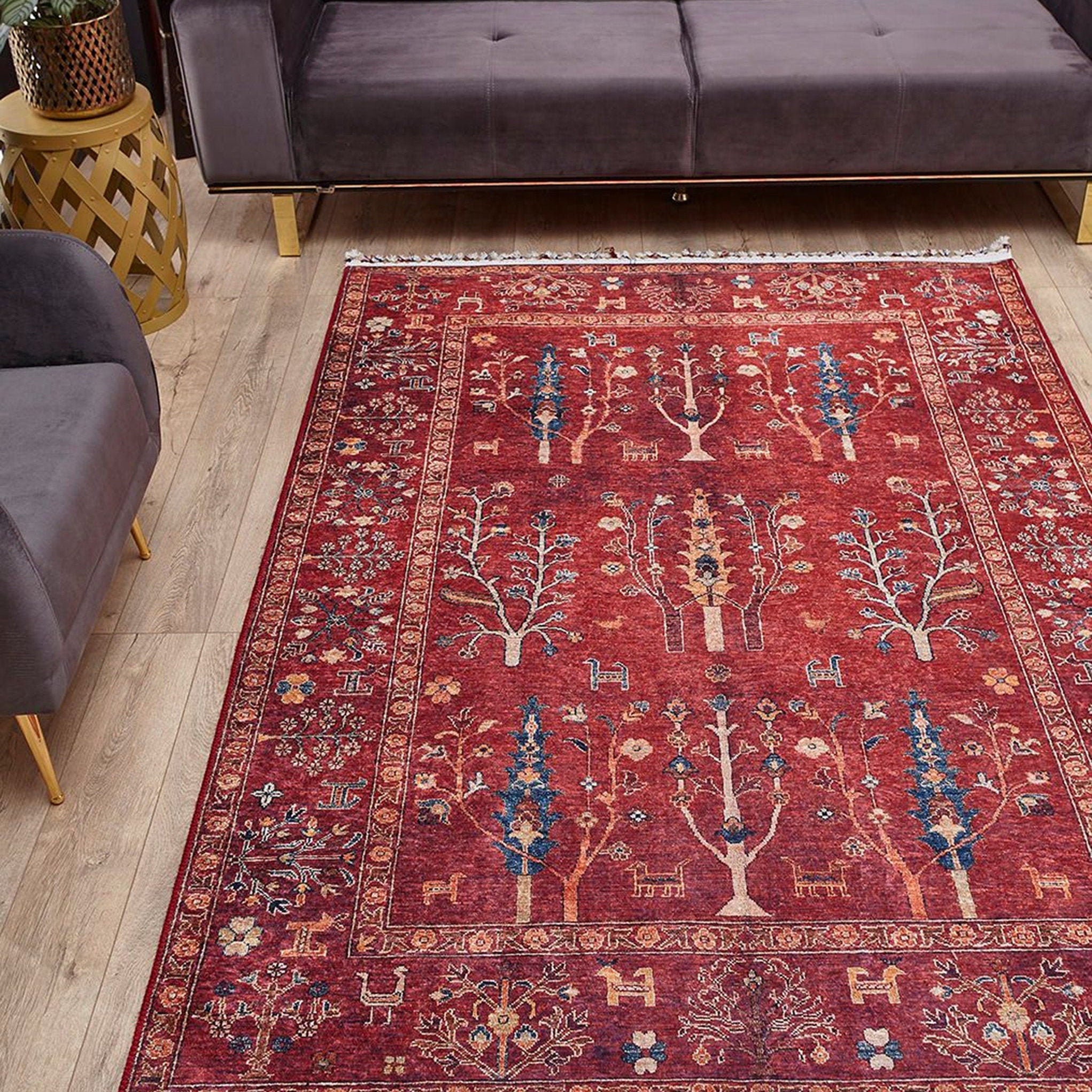 Damla Rug Turkish Ethnic Red Kilim Rug