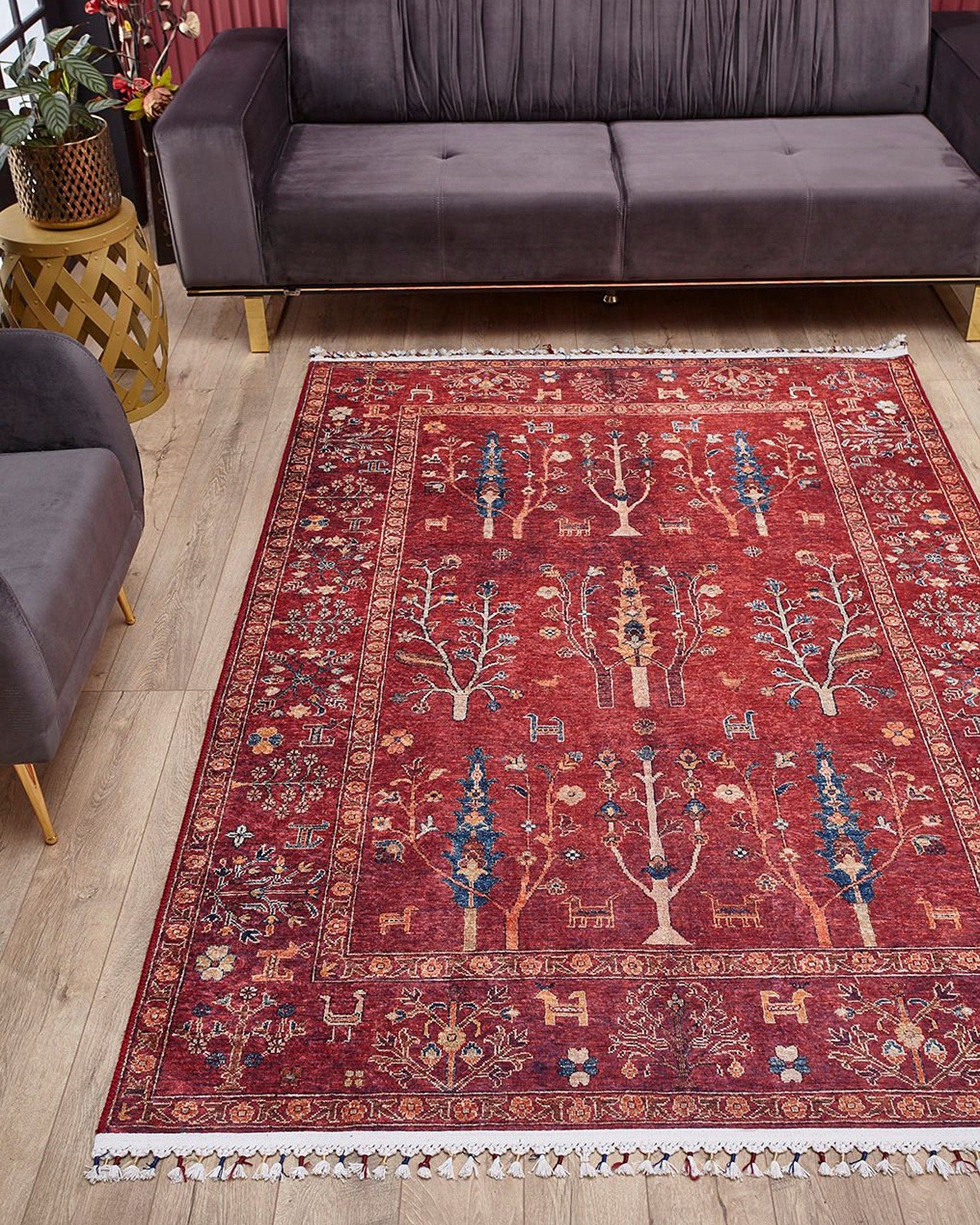 Damla Rug Turkish Ethnic Red Kilim Rug