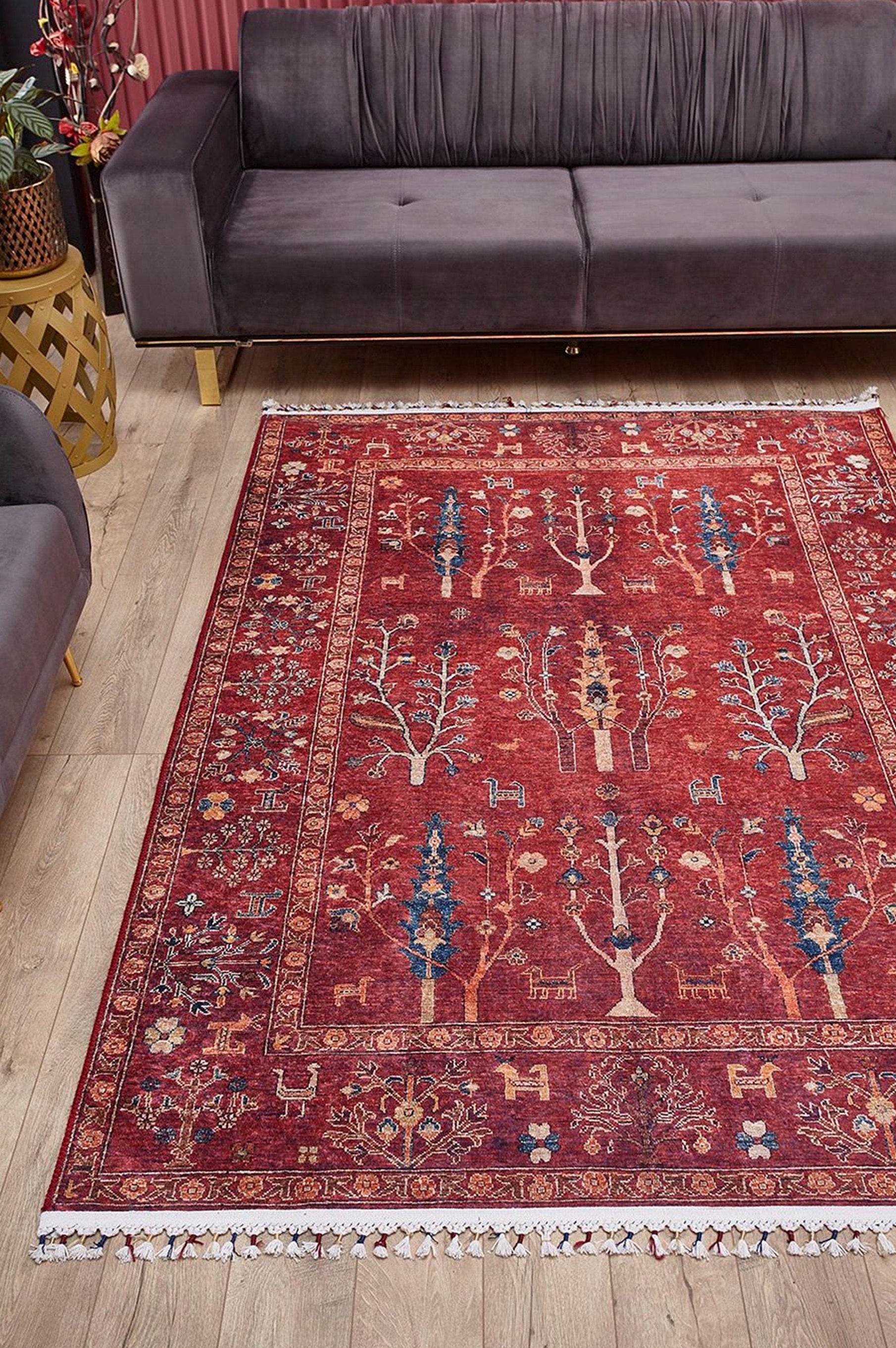 Damla Rug Turkish Ethnic Red Kilim Rug