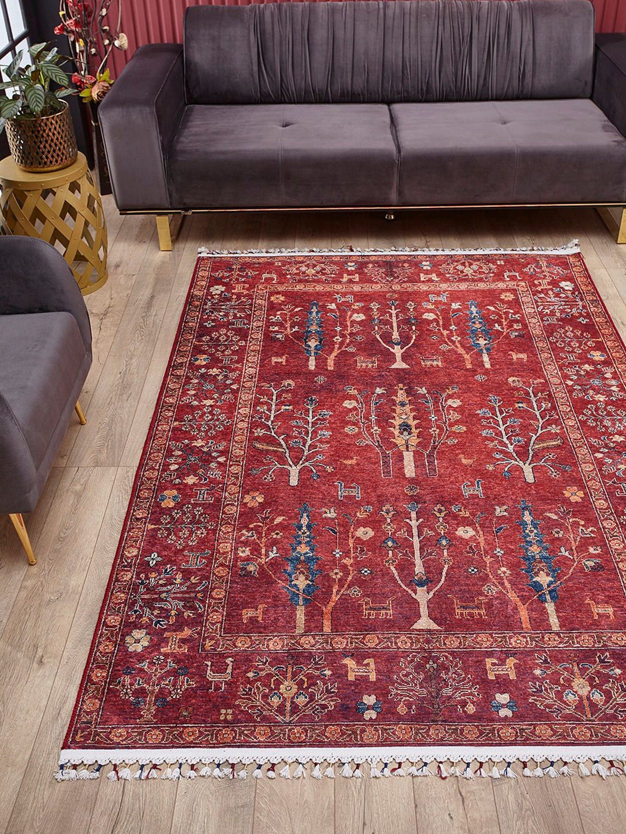 Damla Rug Turkish Ethnic Red Kilim Rug