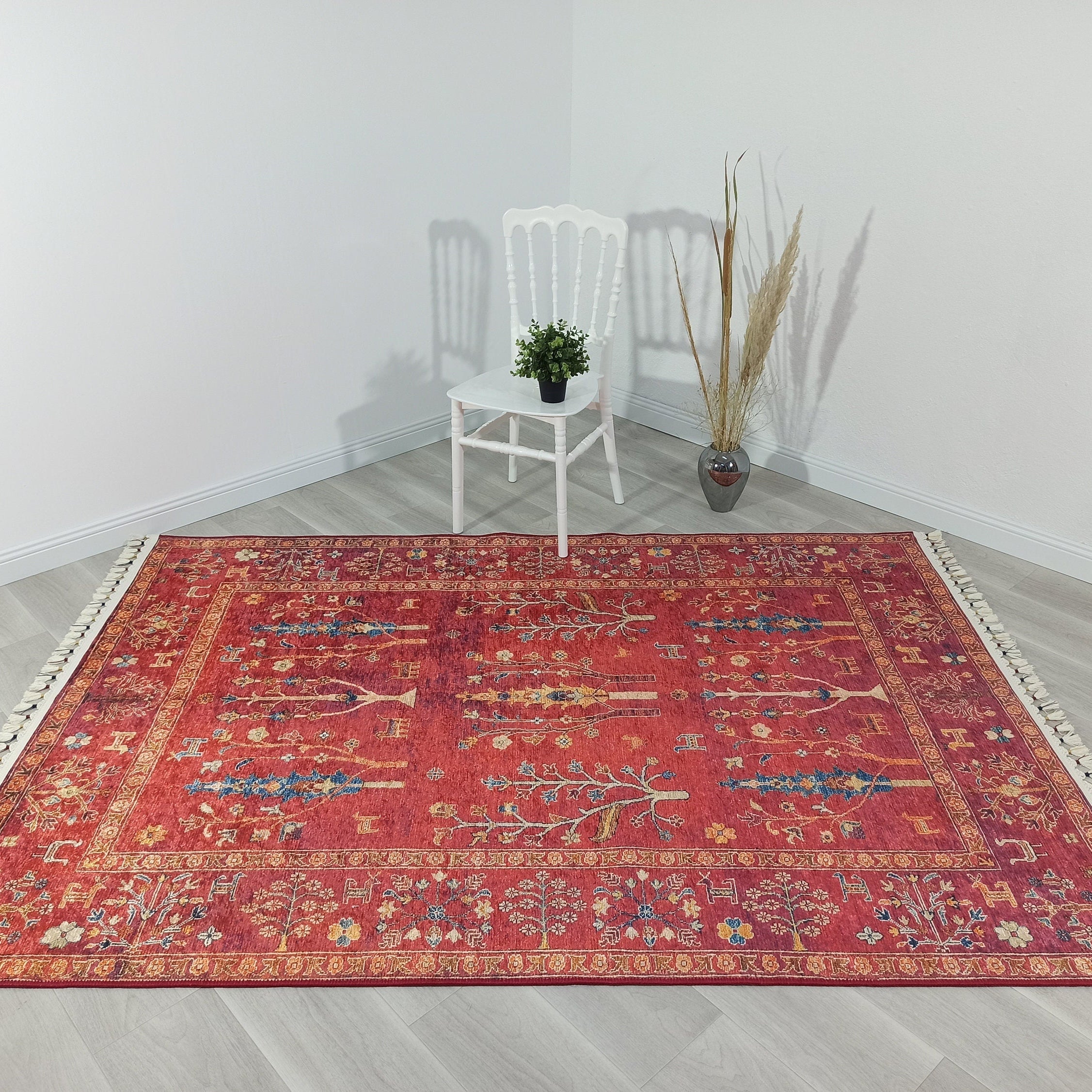 Damla Rug Turkish Ethnic Red Kilim Rug
