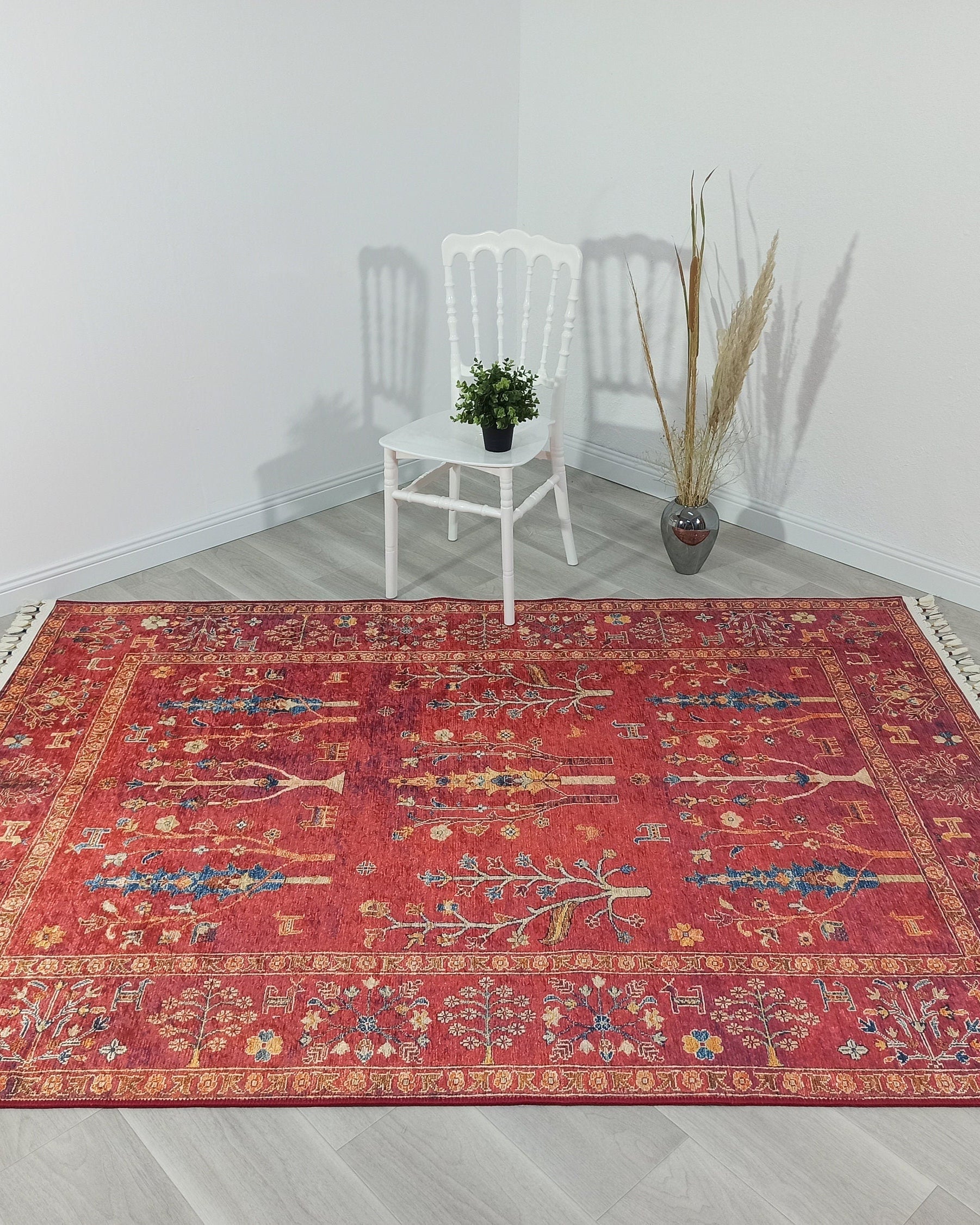 Damla Rug Turkish Ethnic Red Kilim Rug