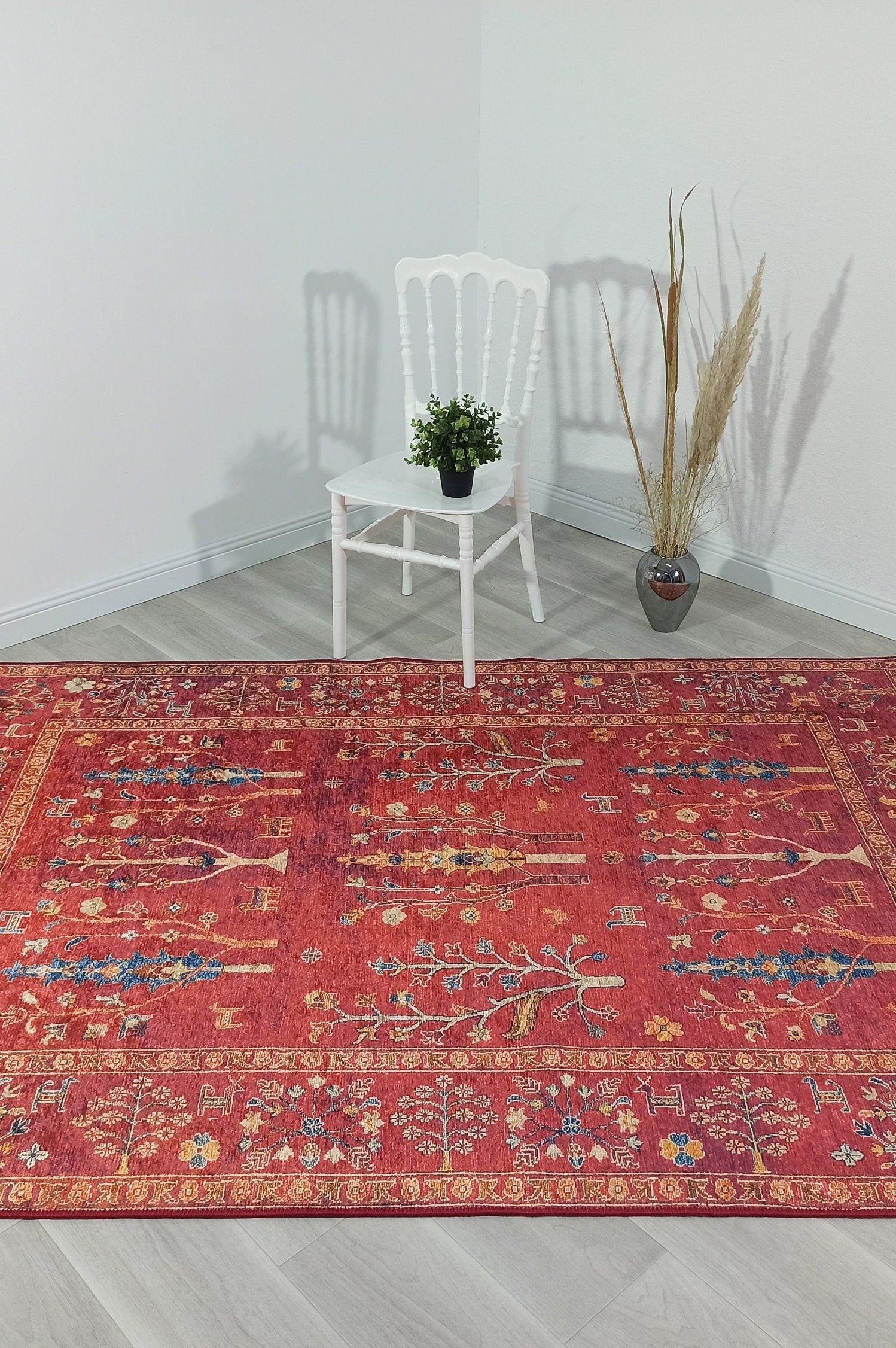 Damla Rug Turkish Ethnic Red Kilim Rug