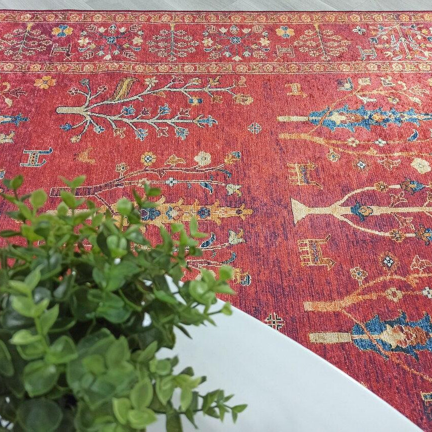 Damla Rug Turkish Ethnic Red Kilim Rug