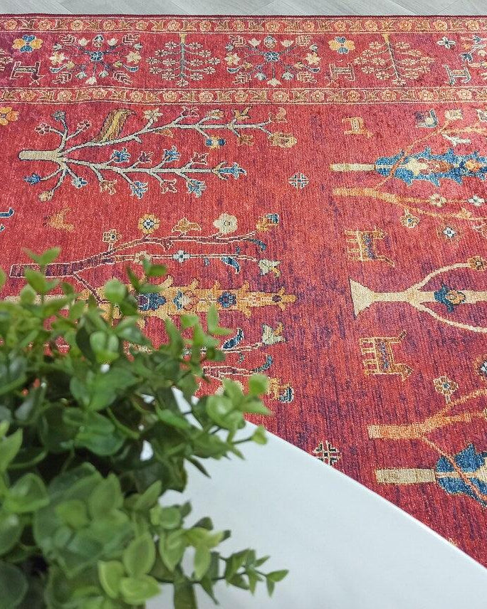 Damla Rug Turkish Ethnic Red Kilim Rug