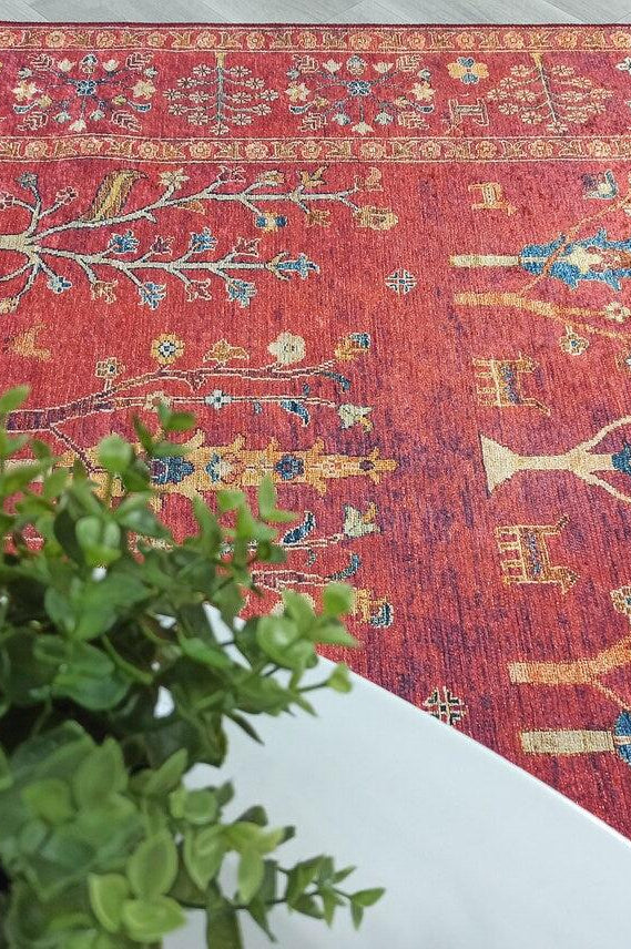 Damla Rug Turkish Ethnic Red Kilim Rug