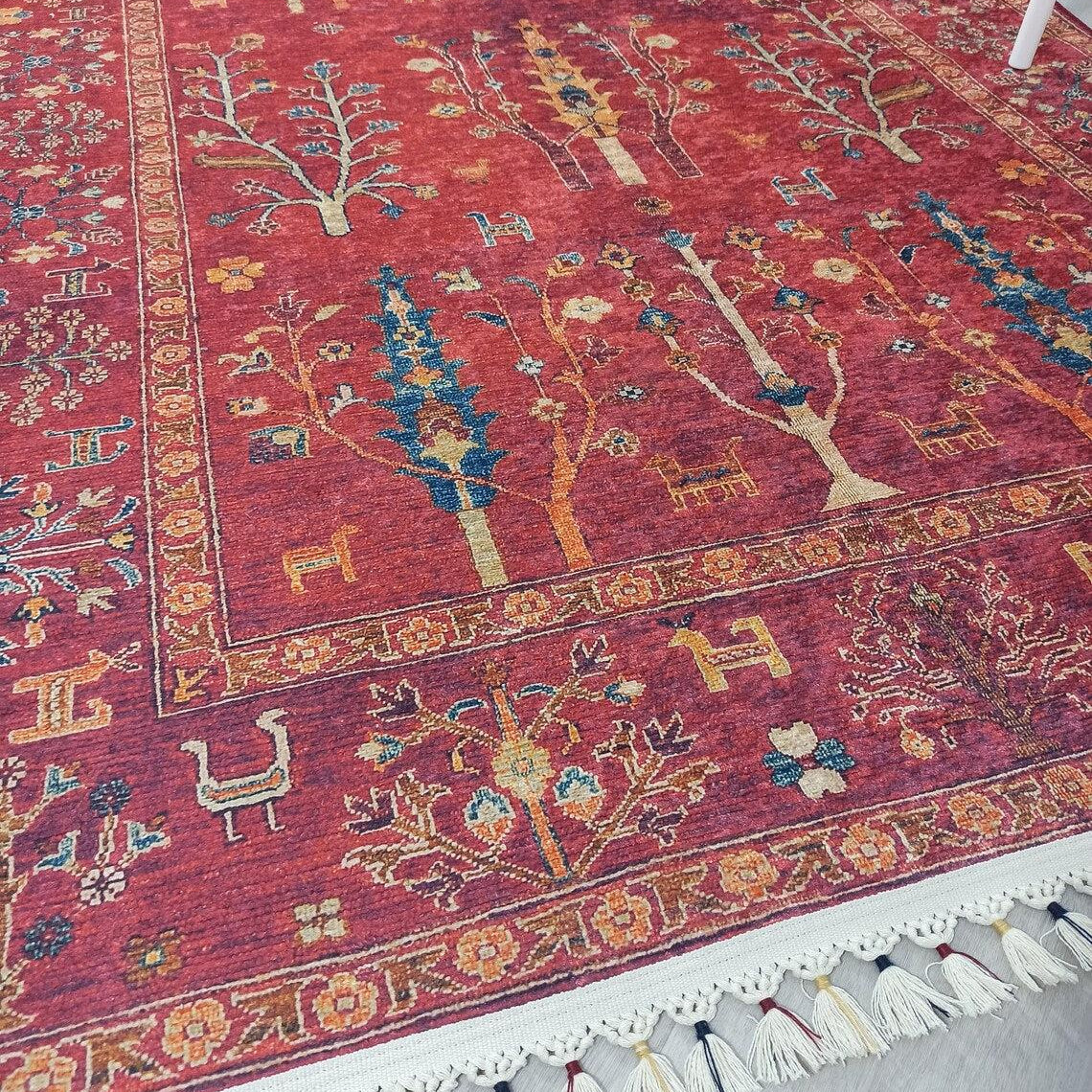 Damla Rug Turkish Ethnic Red Kilim Rug