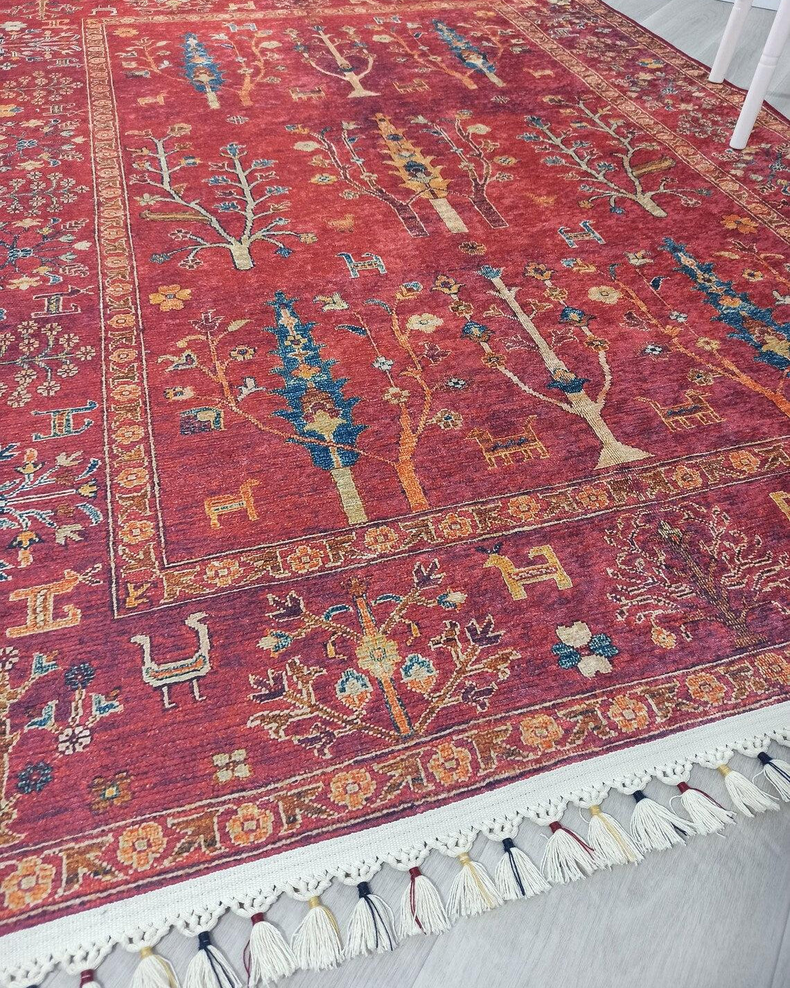 Damla Rug Turkish Ethnic Red Kilim Rug