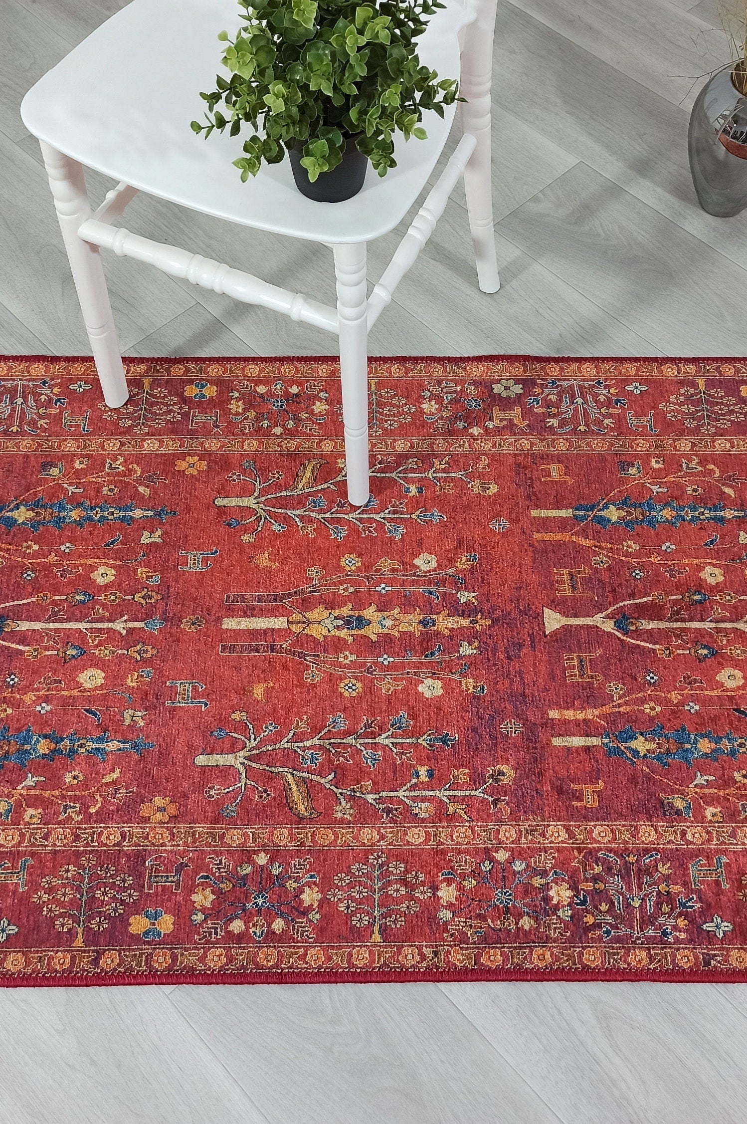 Damla Rug Turkish Ethnic Red Kilim Rug