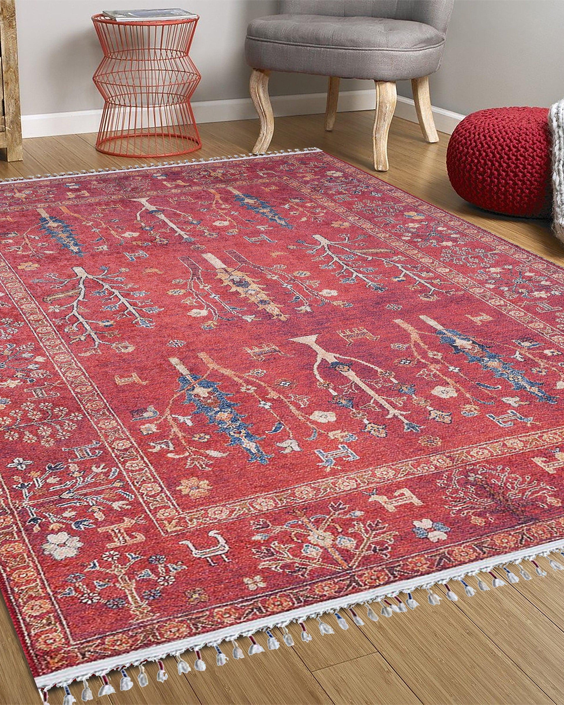 Damla Rug Turkish Ethnic Red Kilim Rug
