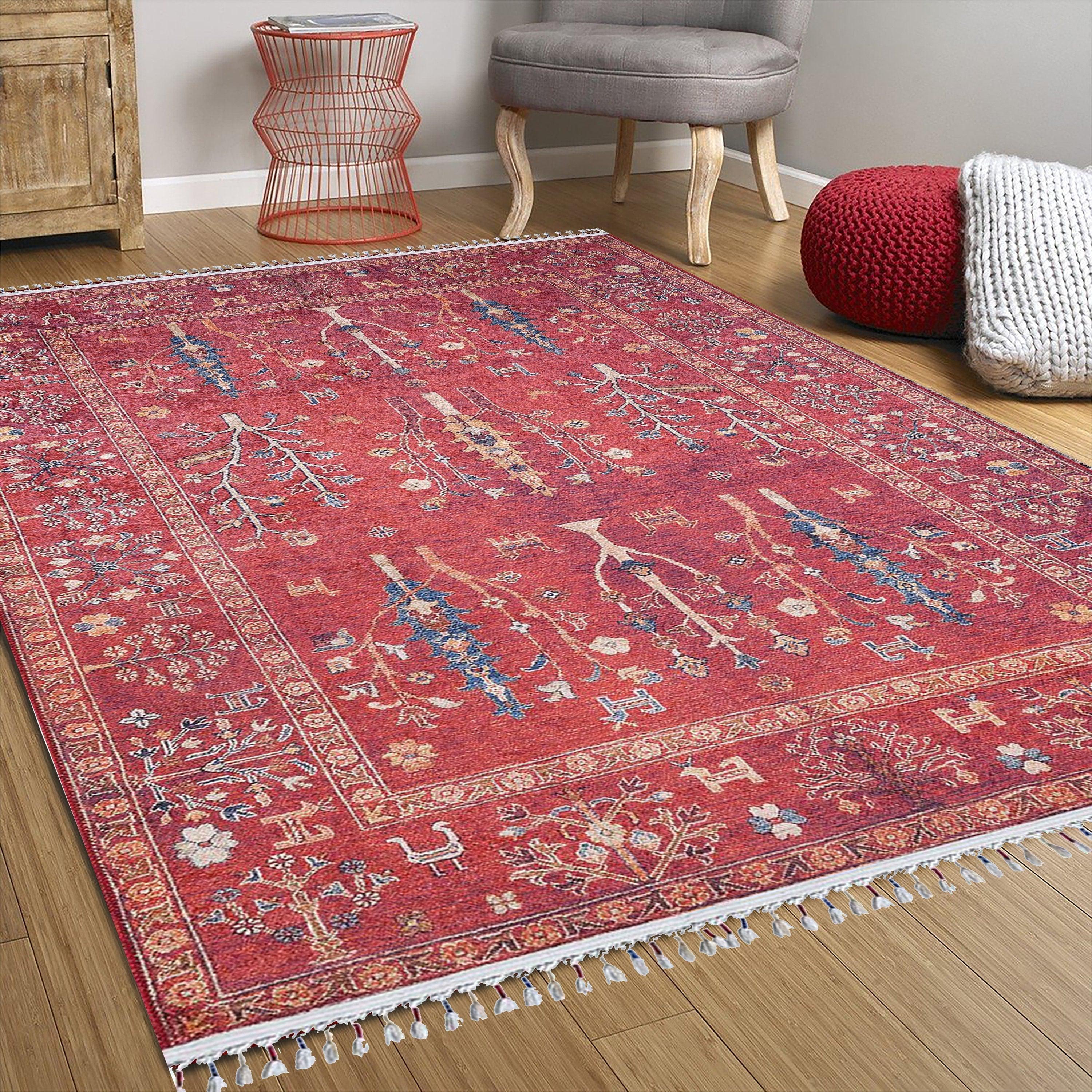 Damla Rug Turkish Ethnic Red Kilim Rug