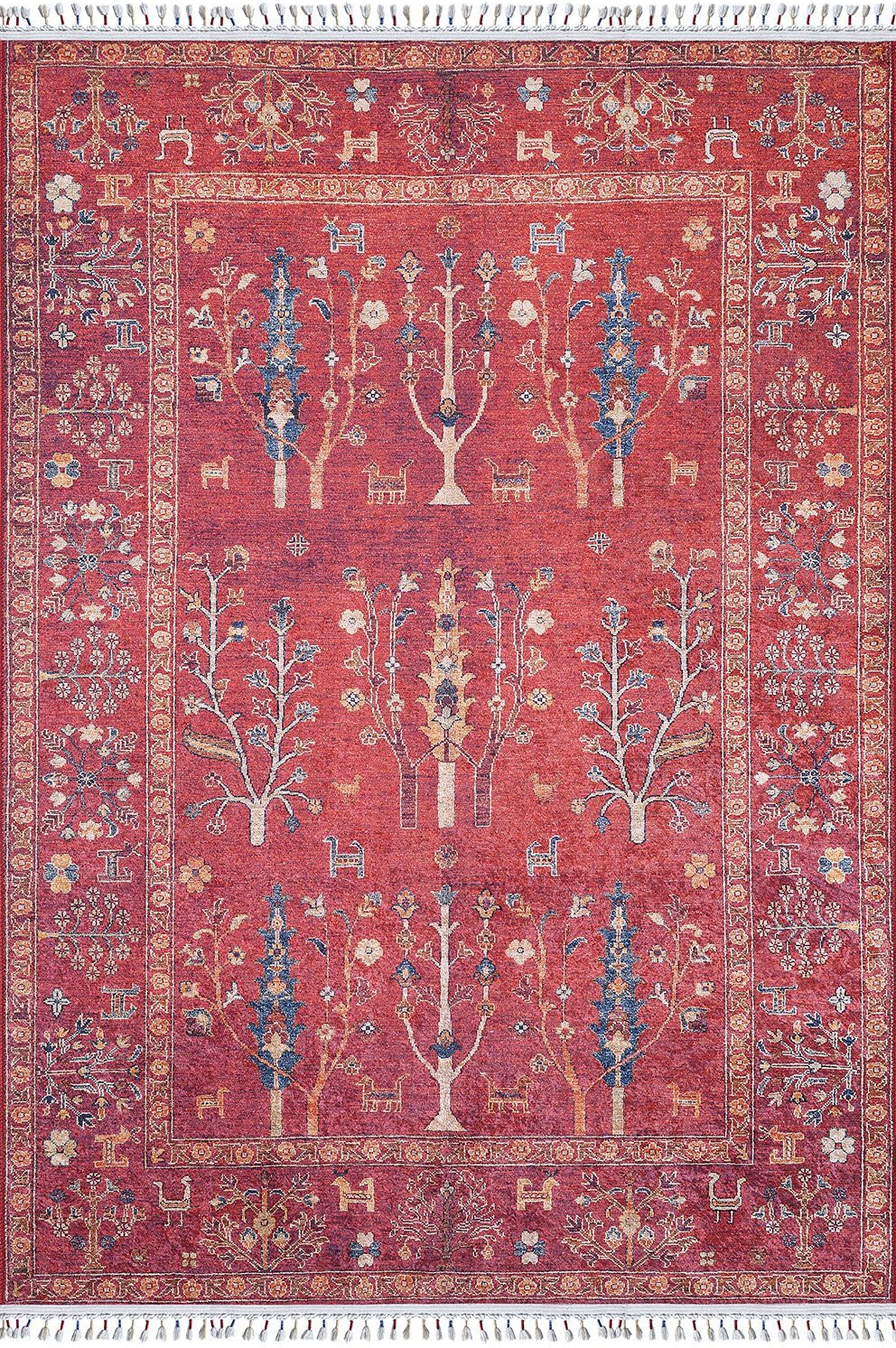 Damla Rug Turkish Ethnic Red Kilim Rug
