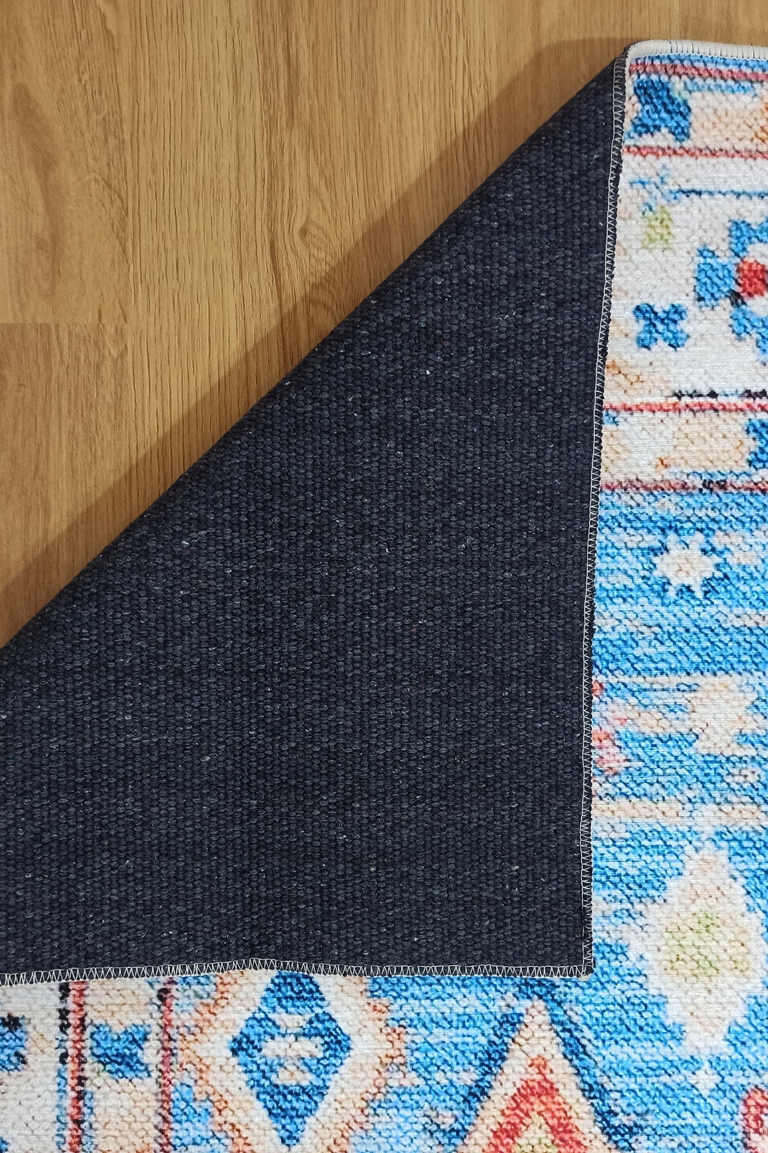 Daniz Rug Turkish Light Blue & Coral Red Rug