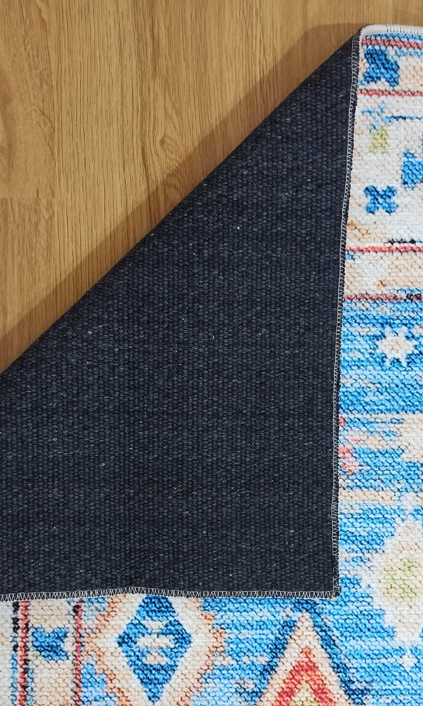 Daniz Rug Turkish Light Blue & Coral Red Rug