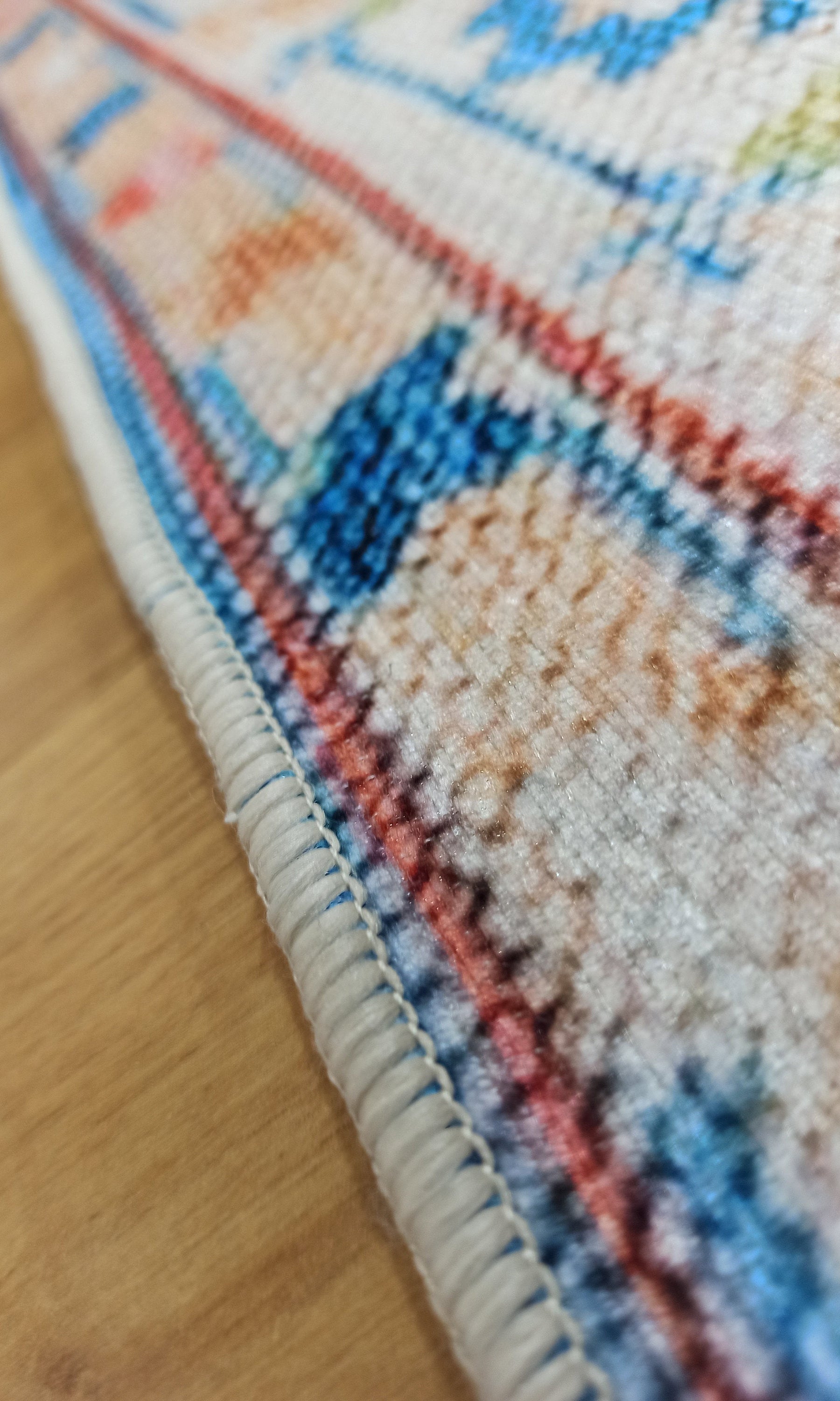 Daniz Rug Turkish Light Blue & Coral Red Rug