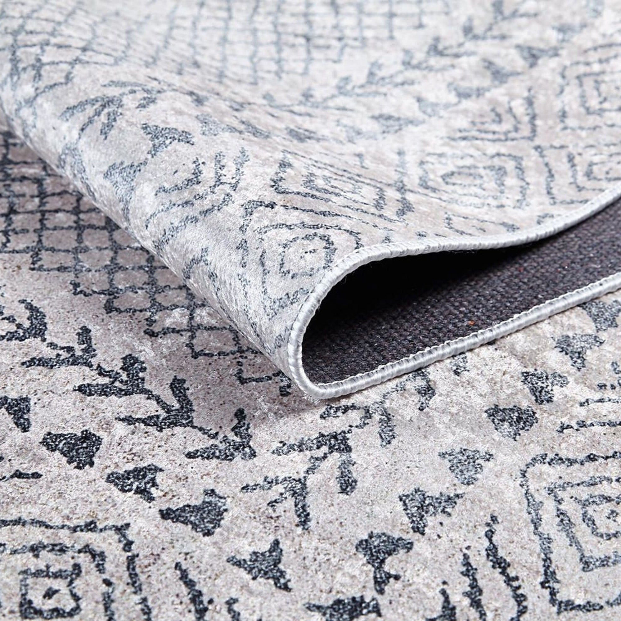 Diala Neutral Distressed Turkish White Gray Rug