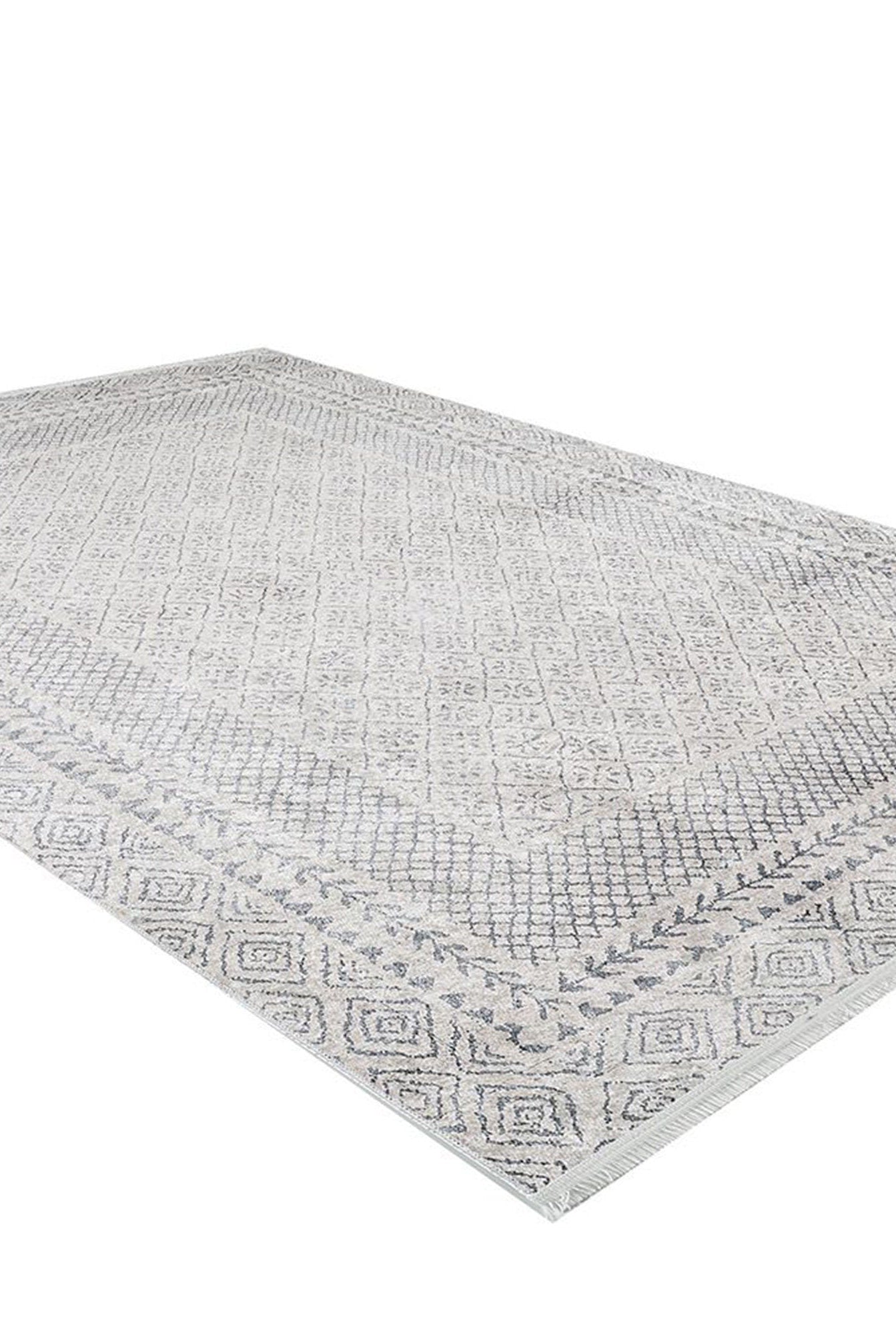 Diala Neutral Distressed Turkish White Gray Rug
