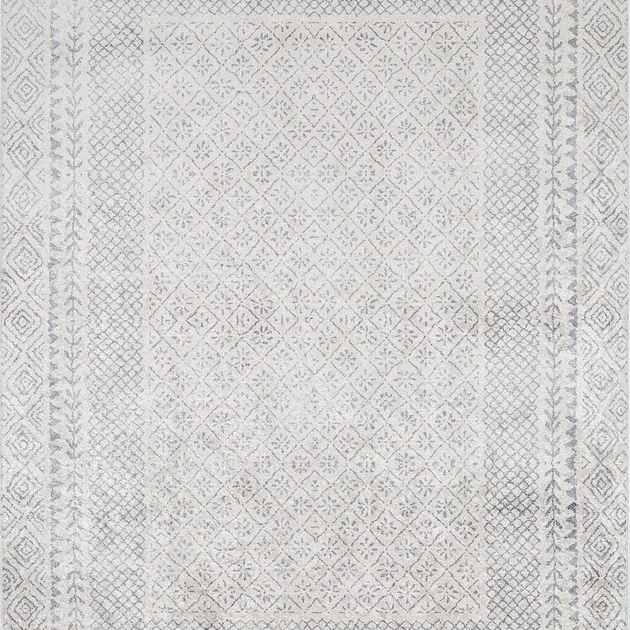 Diala Neutral Distressed Turkish White Gray Rug
