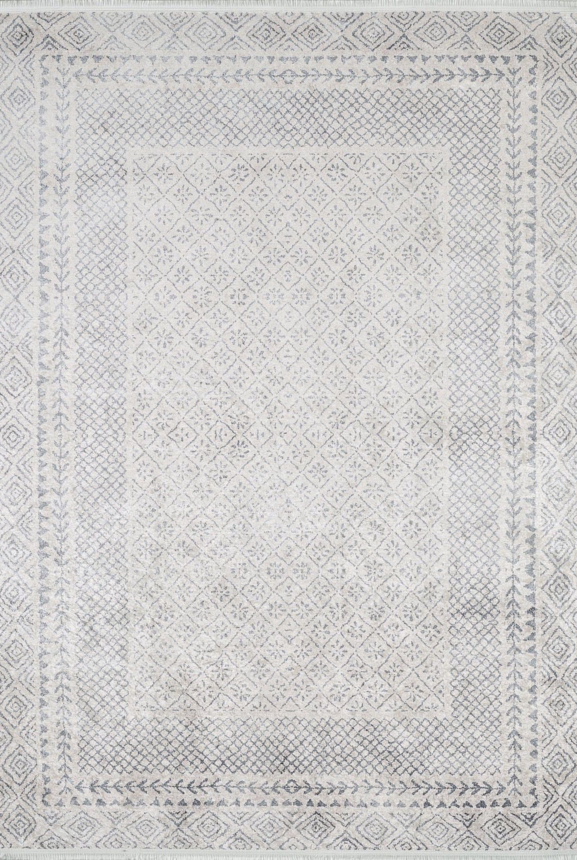 Diala Neutral Distressed Turkish White Gray Rug