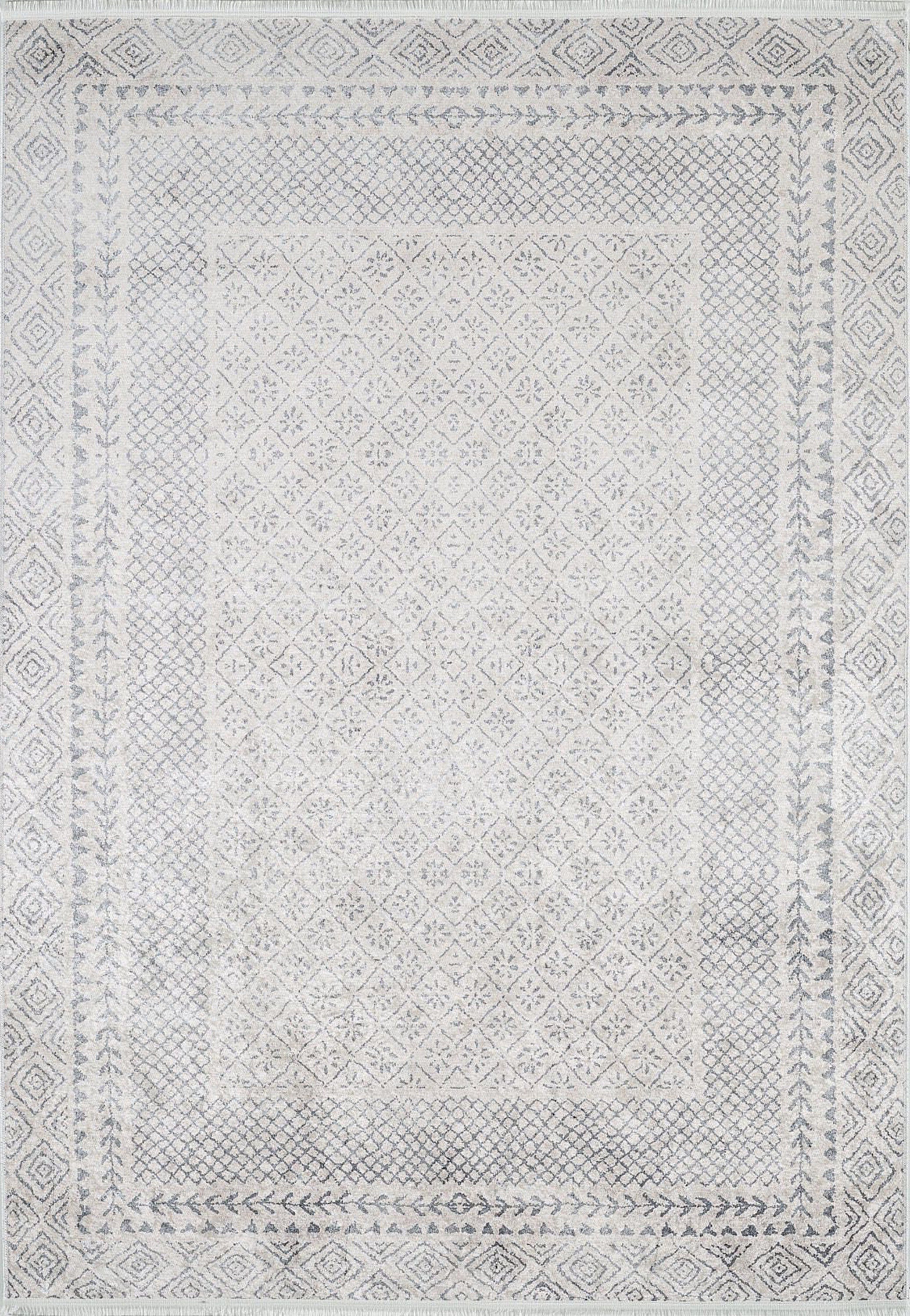Diala Neutral Distressed Turkish White Gray Rug